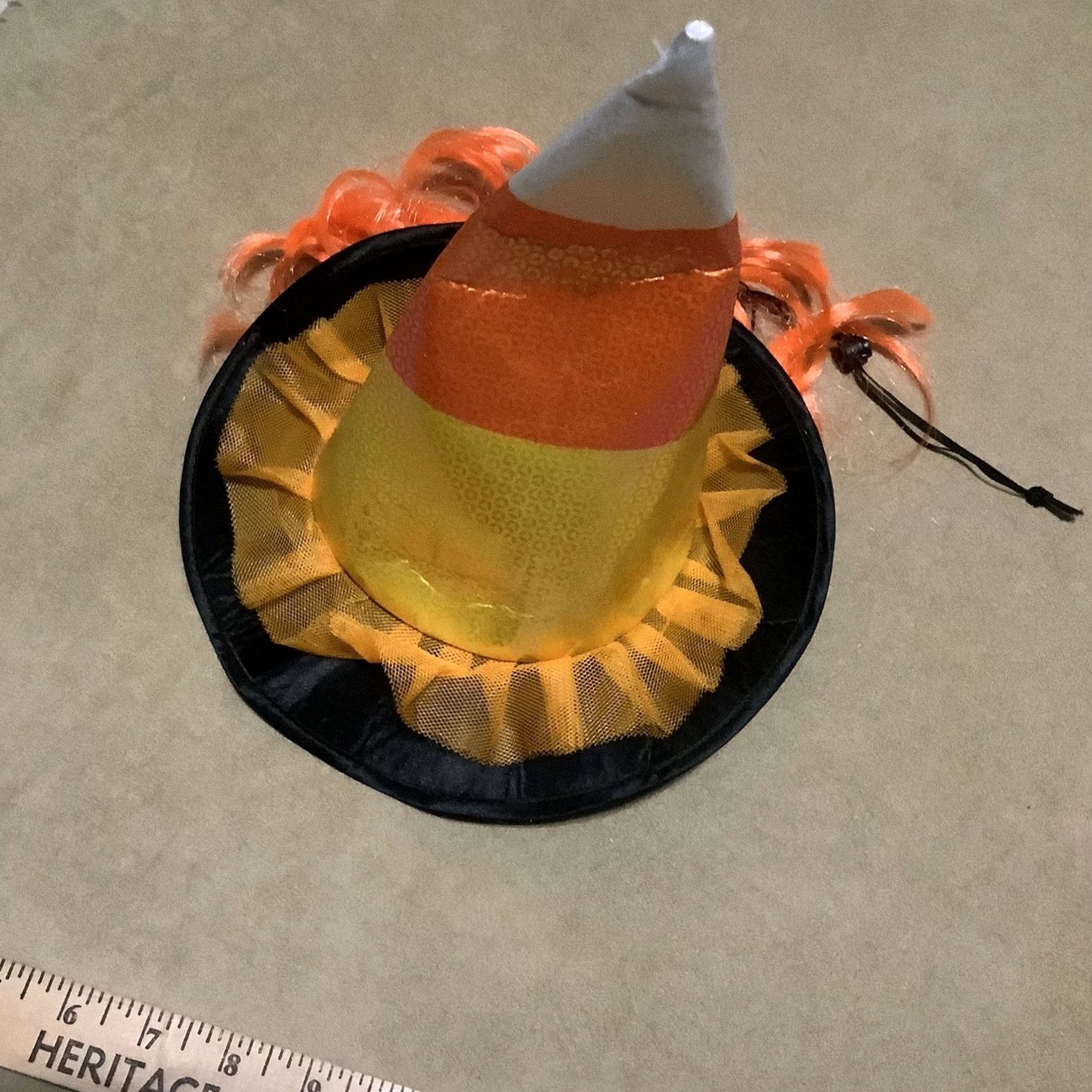 Vintage Witch Hat Orange Gold L/XL Cat dog candycorn Size ONE SIZE - 2 Thumbnail
