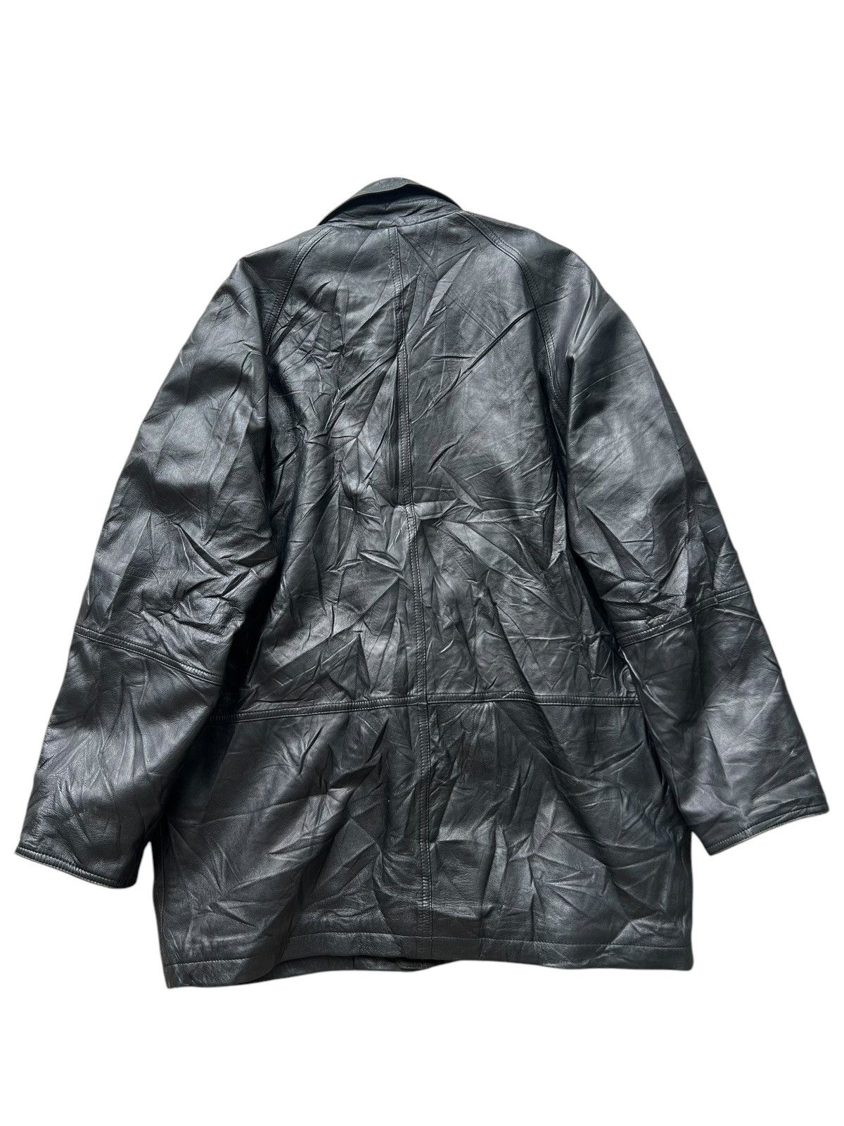 Japanese Brand × Vintage Nonchalant Ans Black Trench Coat Leather Jacket Size US L / EU 52-54 / 3 - 2 Thumbnail
