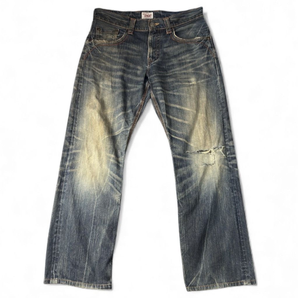 Seditionaries Vintage y2k Baggy Edwin 424XV Orange Stich Distressed Denim Size US 32 / EU 48 - 2 Thumbnail