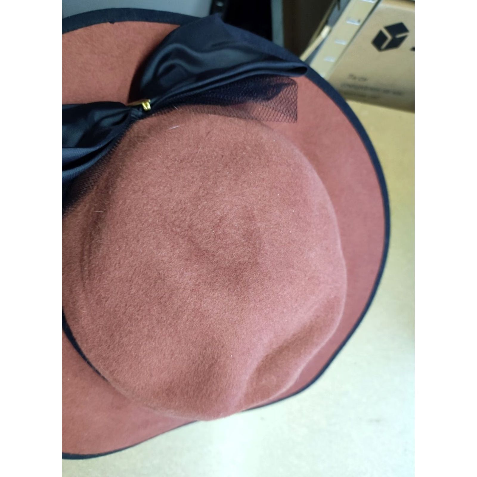 Vintage TONAK Womens Wide Brim Hat Sun Size 55 Brown Vintage Rabbit Hair Bow Straw Sun Hat Womens 55 Brown Vintage Tonak Size ONE SIZE - 7 Thumbnail