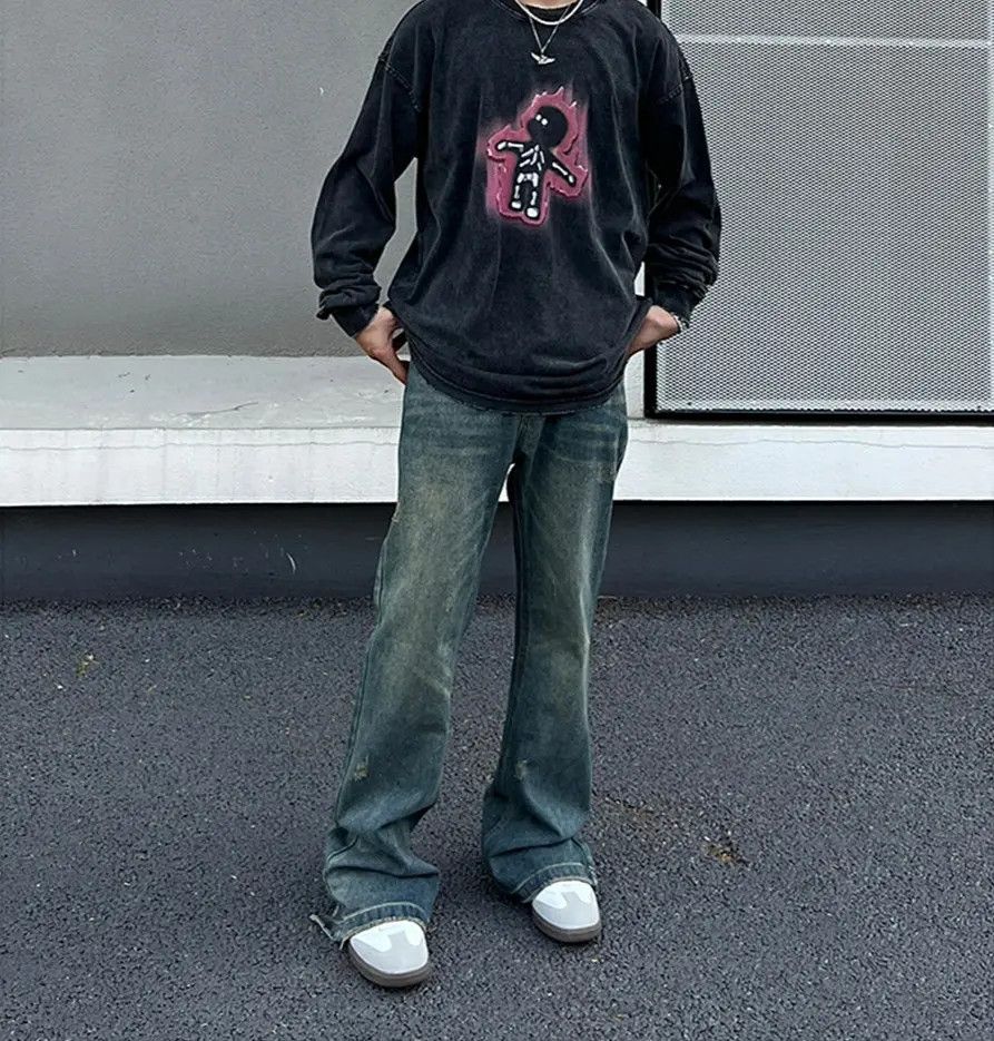 Designer × Japanese Brand × Jean Wide Leg Loose Flared Jeans Size US 33 - 4 Thumbnail