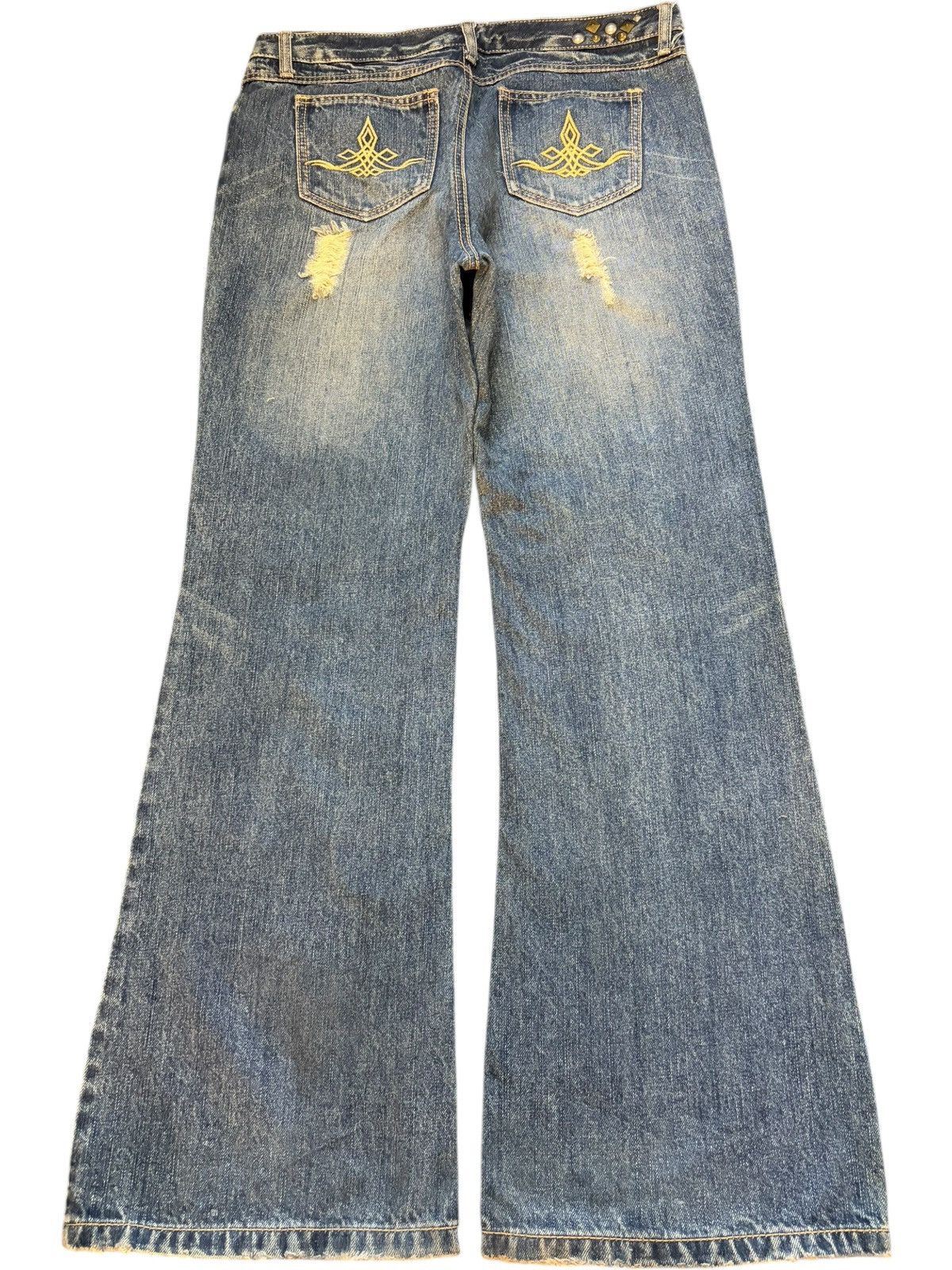 Hysteric Glamour Vintage Japanese Brand Rusty Wash Distress Flare Jeans Size 33" - 2 Thumbnail