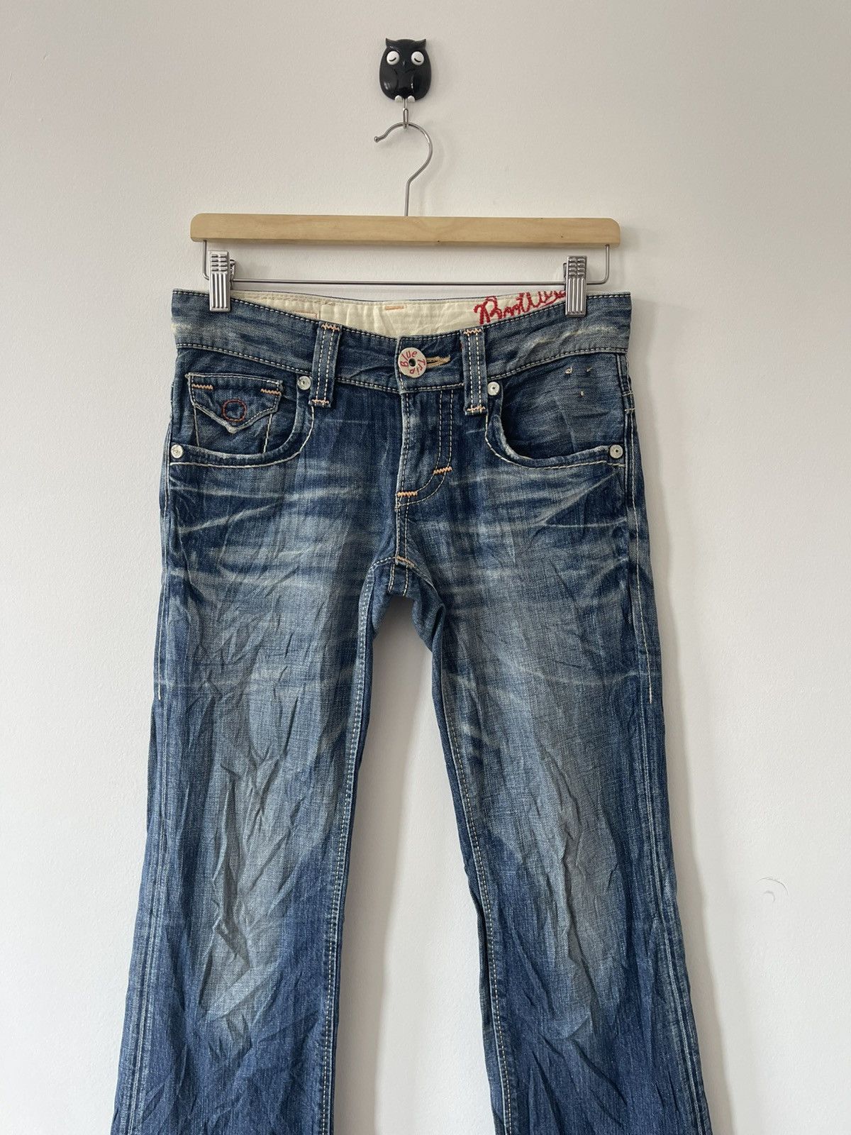 Edwin Rare Vintage EDWIN Blue Trip Boot Cut Flare Japan Denim Size 28" / US 6 / IT 42 - 12 Thumbnail