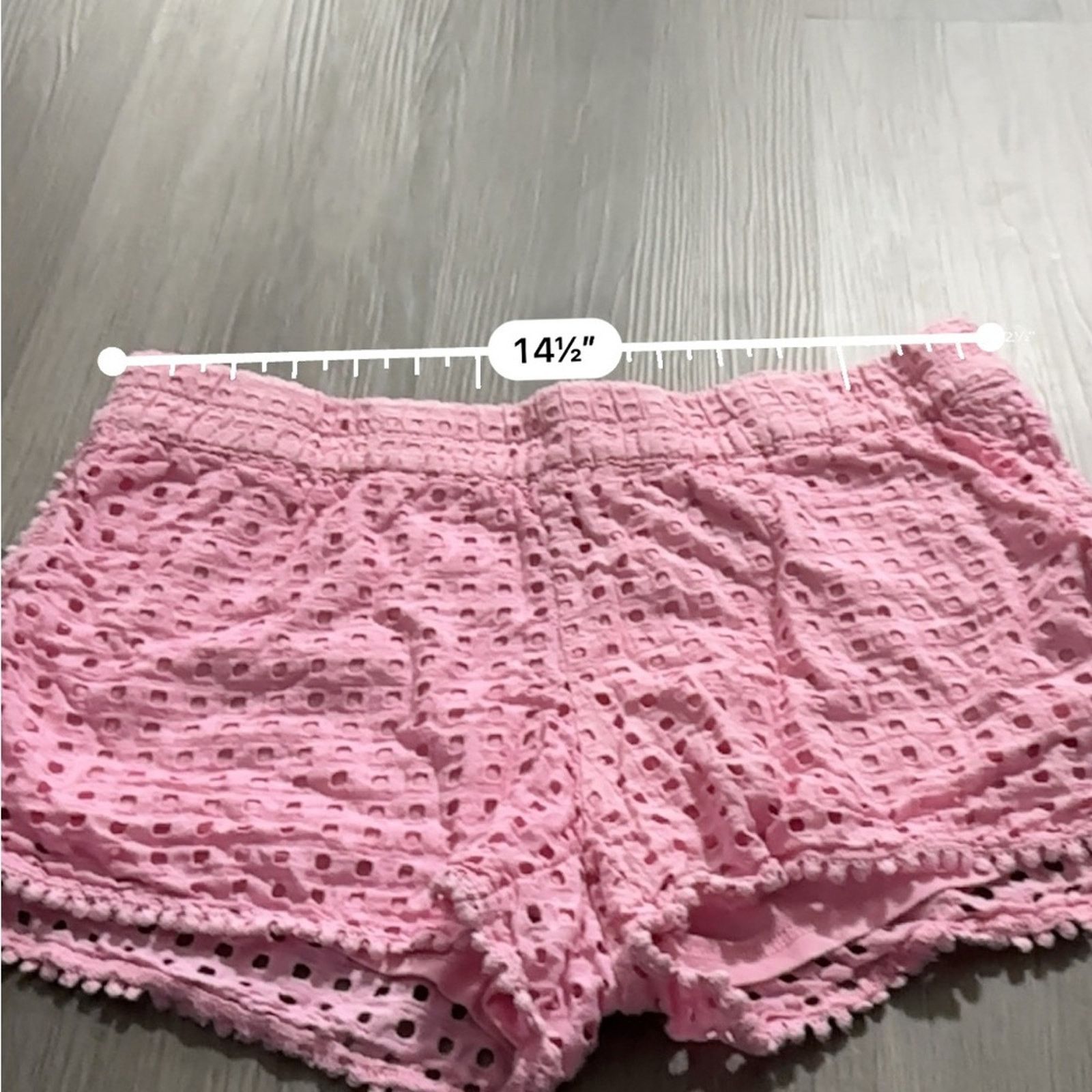 Lilly Pulitzer Lilly PulitzerPink Eyelet Pom Pom Mid Rise Pull-On Shorts M Size 29" - 6 Thumbnail