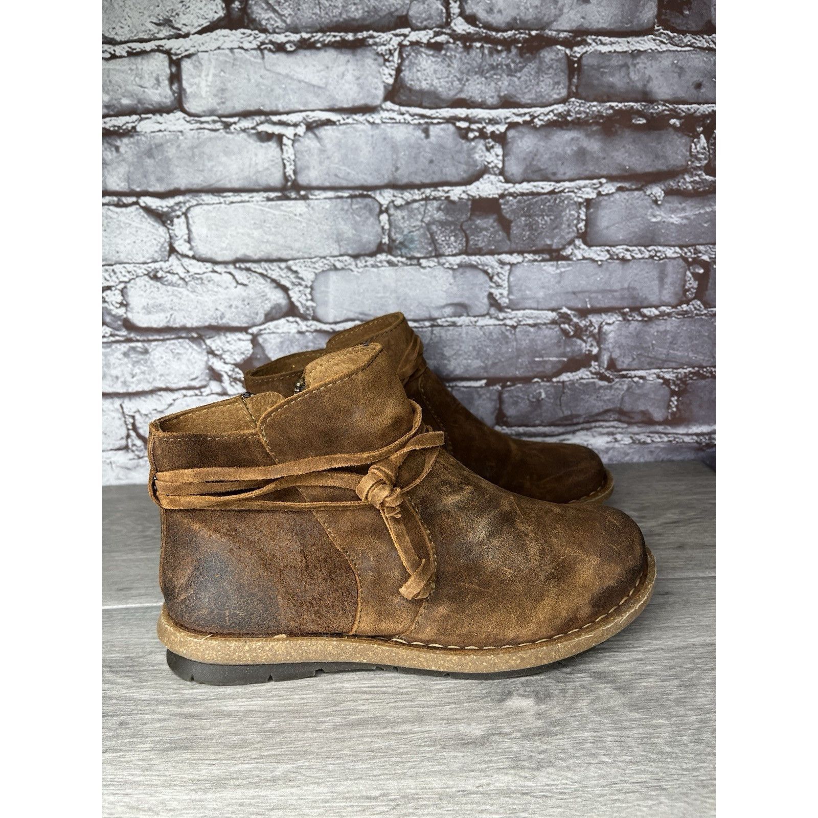 Born Born Ankle Boots Brown Suede Leather Lace Up Zip Booties Wom Size US 9 / IT 39 - 13 Thumbnail