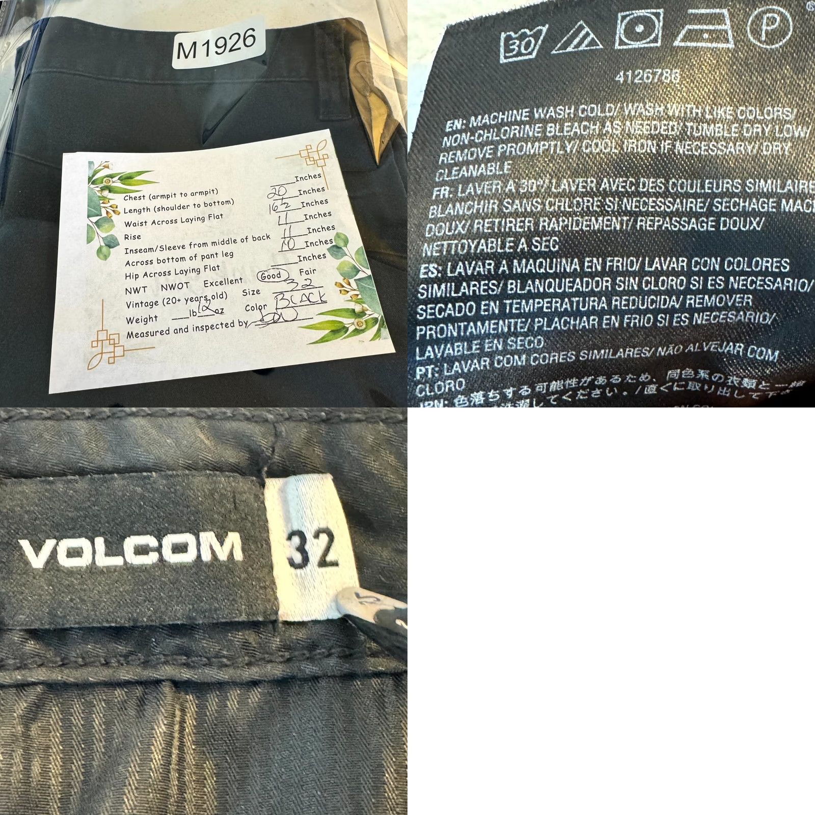 Volcom Volcom Shorts Men 32 Black Cotton Mid-Rise Flat Front Chino Size US 32 / EU 48 - 8 Thumbnail