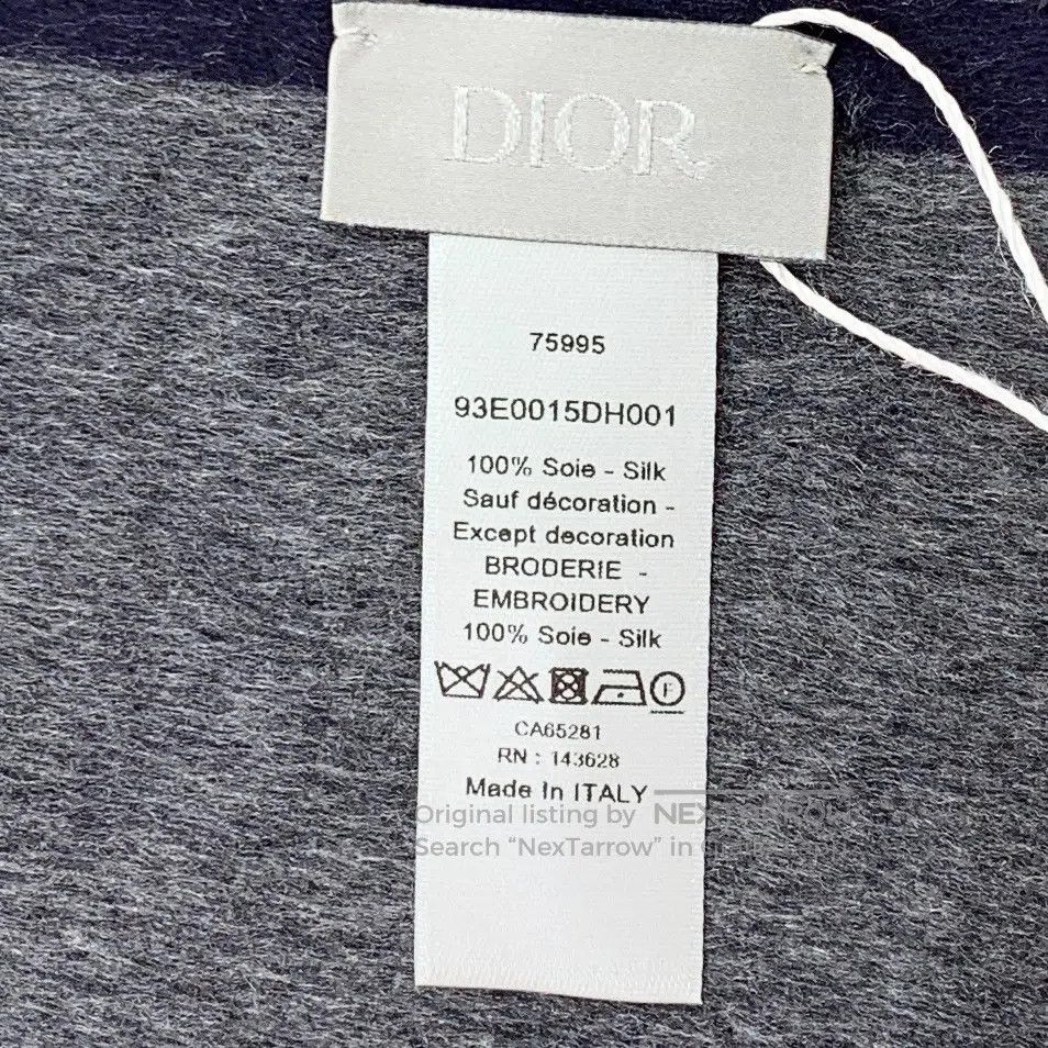 Dior Dior Dark Blue CD Letter Embroidered Silk Fringe Scarf| Size ONE SIZE - 8 Thumbnail