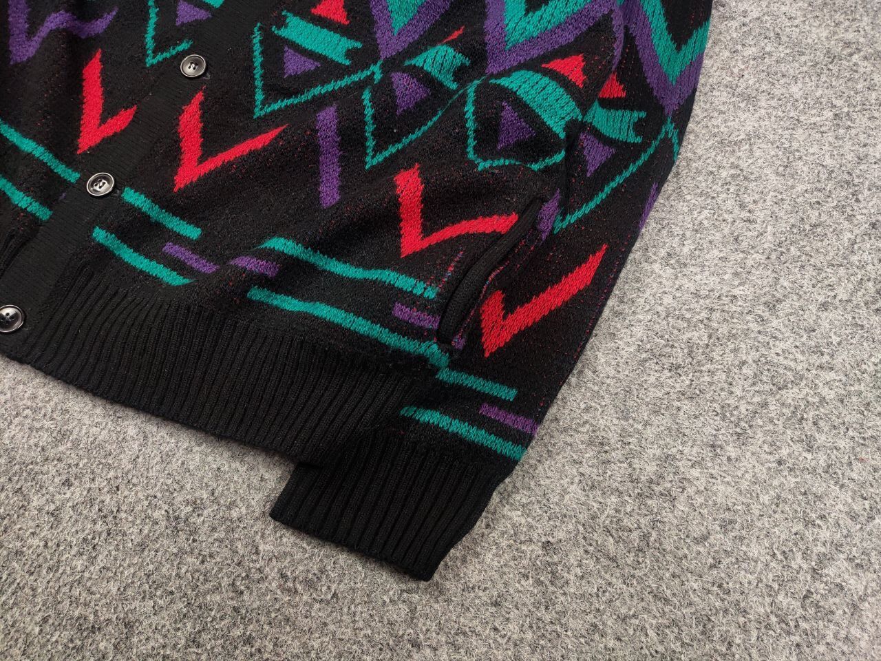 Japanese Brand Vintage 90's Japan style geometric knit Sweater Cardigan Size US L / EU 52-54 / 3 - 6 Thumbnail