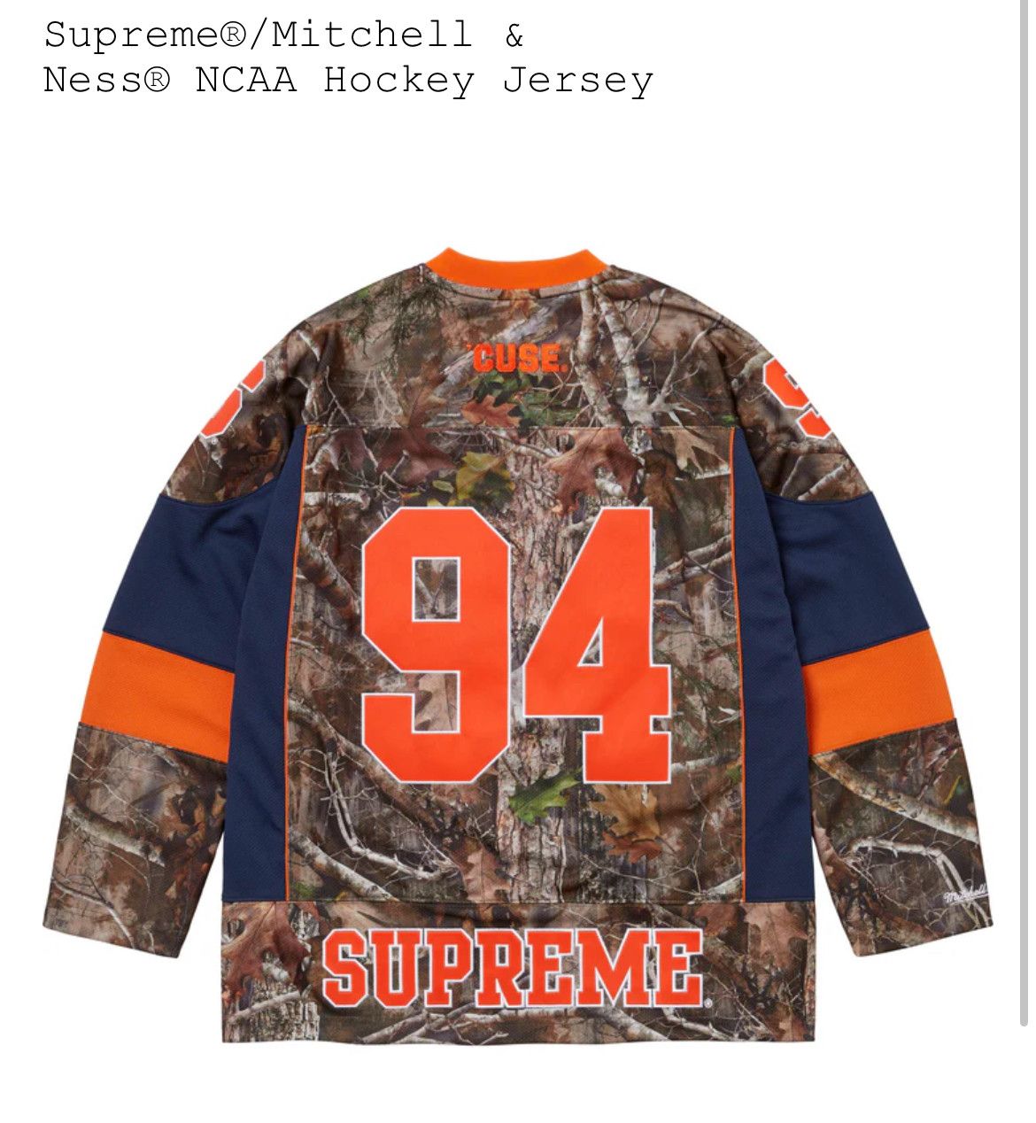 Supreme®/Mitchell & Ness® NCAA Hockey Jersey Syracuse XL
