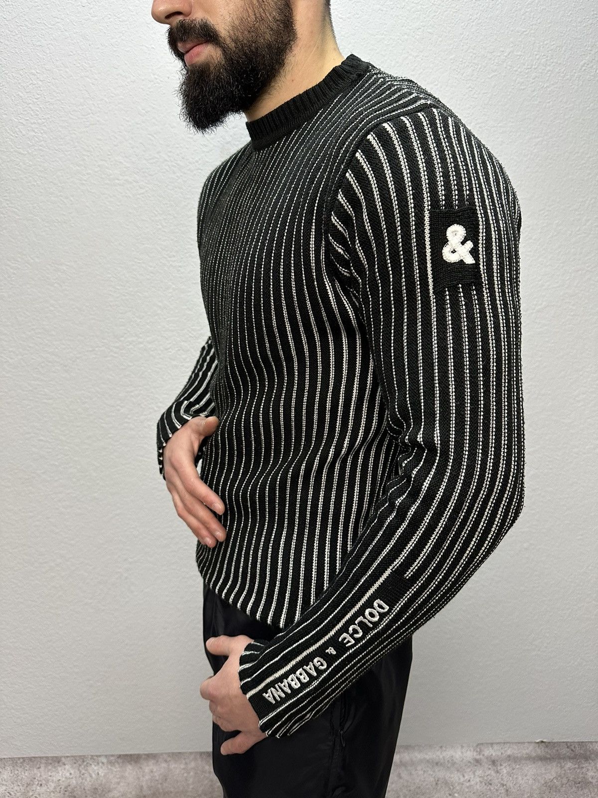 Vintage Vintage Dolce Gabbana Knitted Sweater Striped Ribbed Washed Size US L / EU 52-54 / 3 - 2 Thumbnail