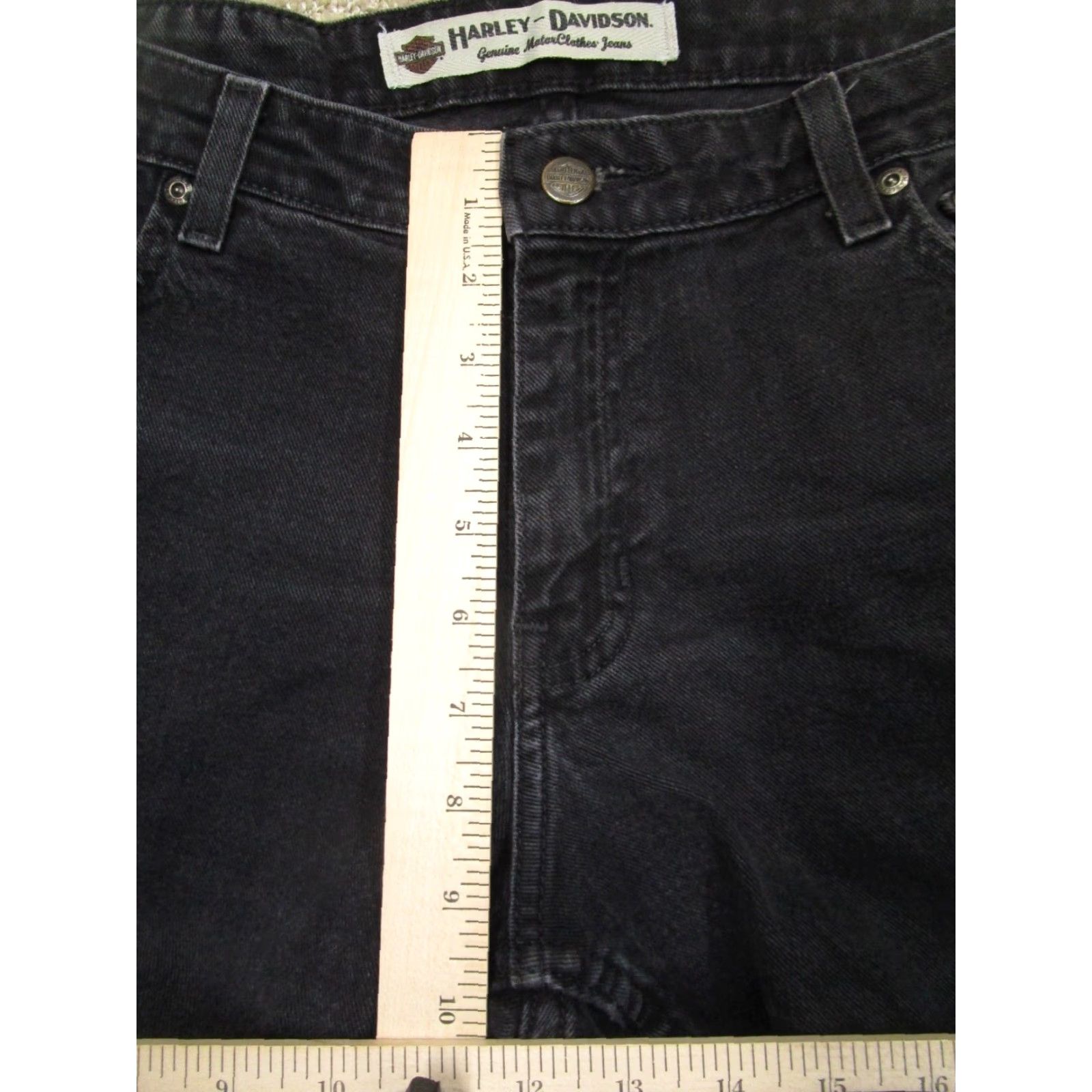 Harley Davidson VINTAGE Harley-Davidson Jeans Women 10 Black Bootcut Denim 5-Pocket Motorcycle Biker Logo Tall Pants Mens? Size 32" / US 10 / IT 46 - 6 Thumbnail