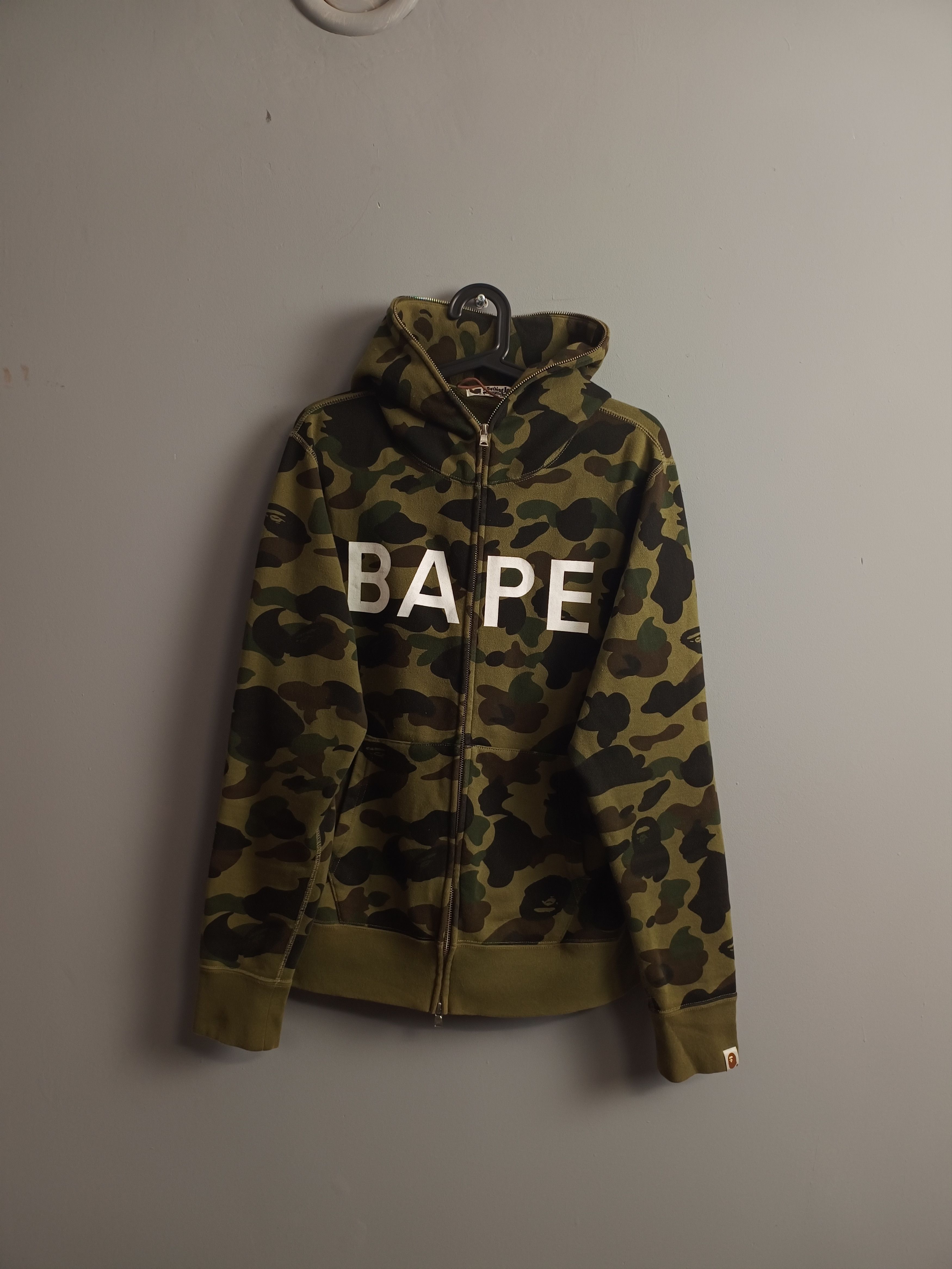 image of 1St Camo Bape Full Zip Hoodie in Green, Men's (Size Medium)