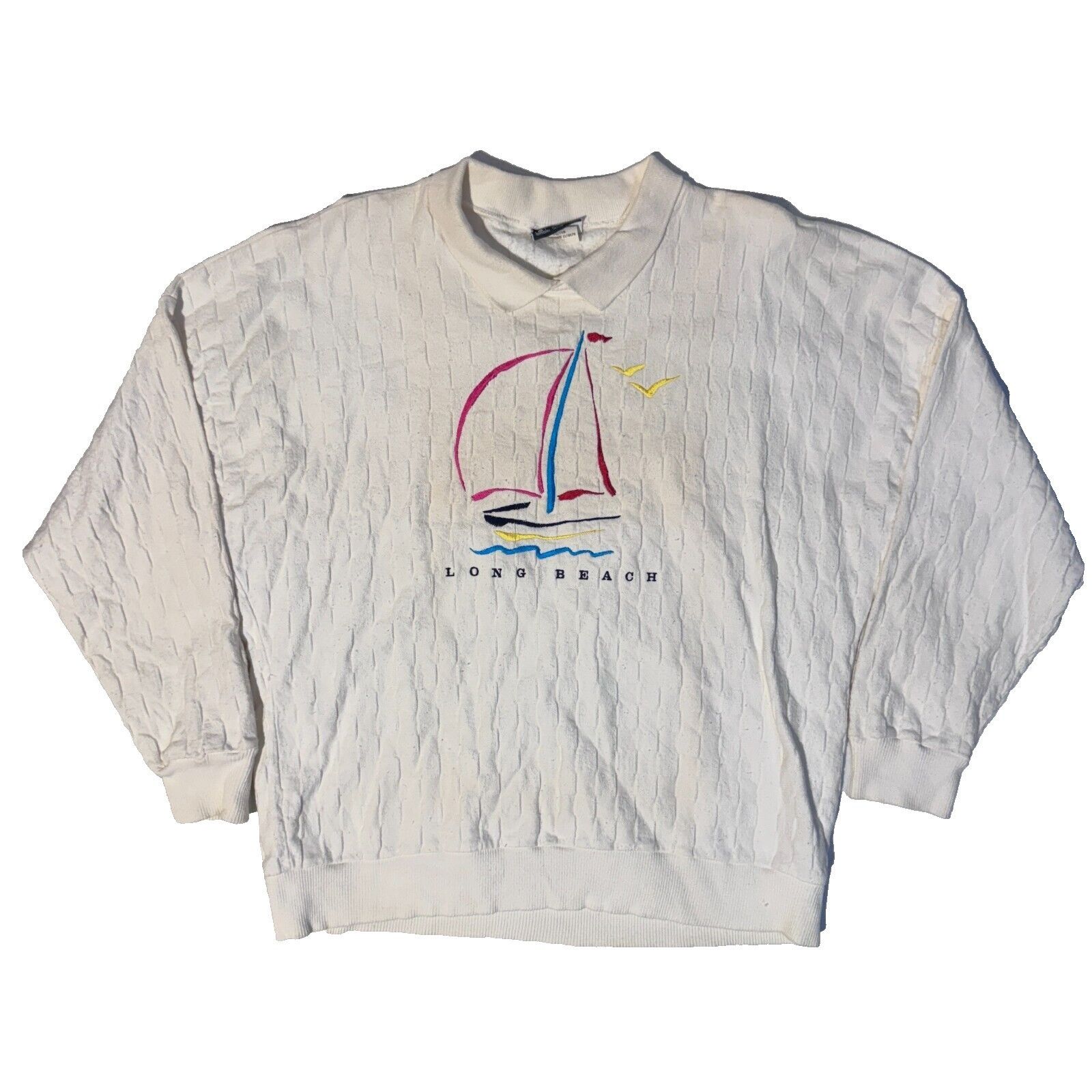Other Vintage 90s CottonTops Long Beach Textured Collared Sweatshi Size US XL / EU 56 / 4 - 1 Thumbnail