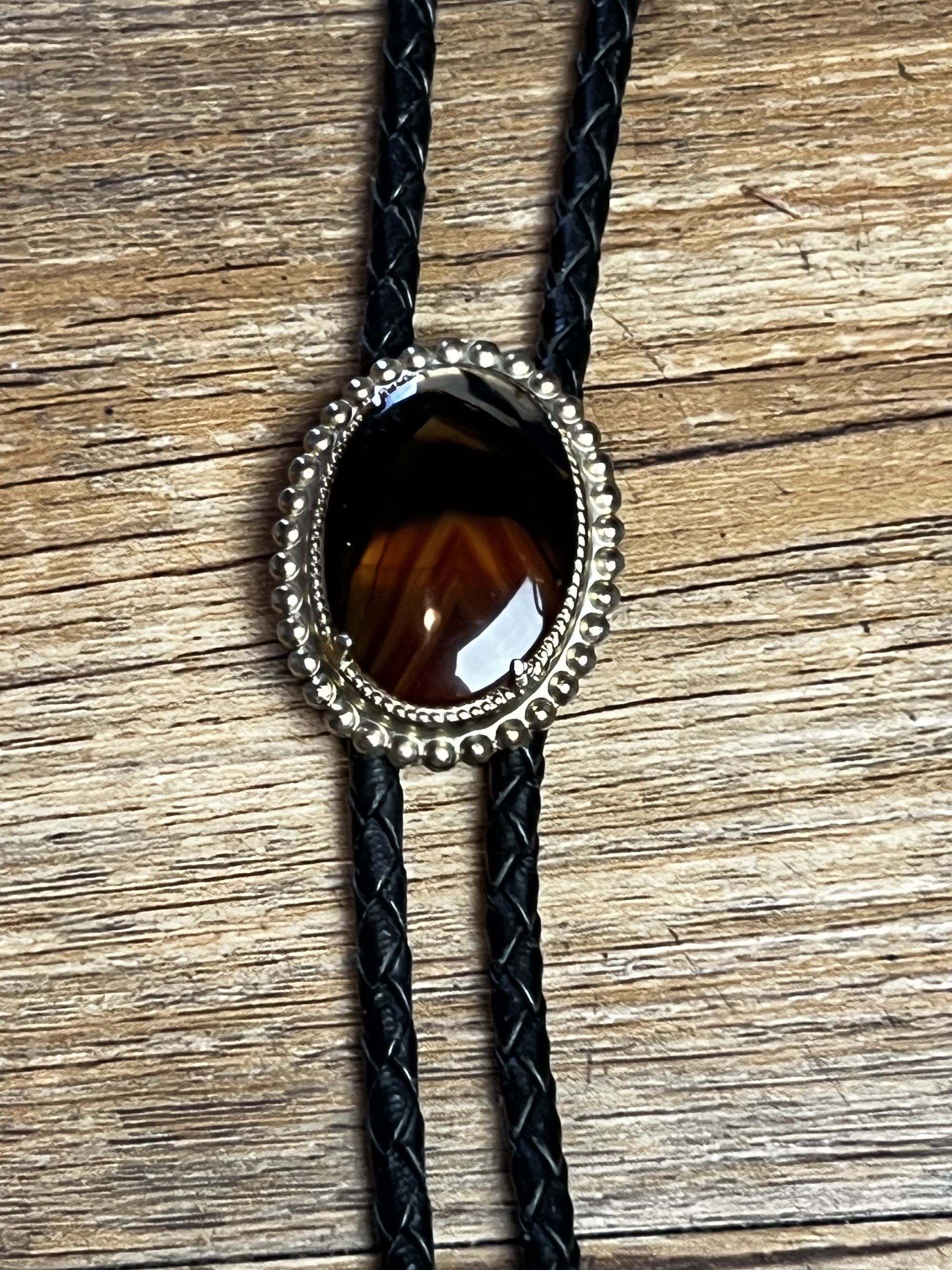 Vintage Vintage Tigers Eye Western Bolo Neck Tie with Bullet Tips Size ONE SIZE - 4 Thumbnail
