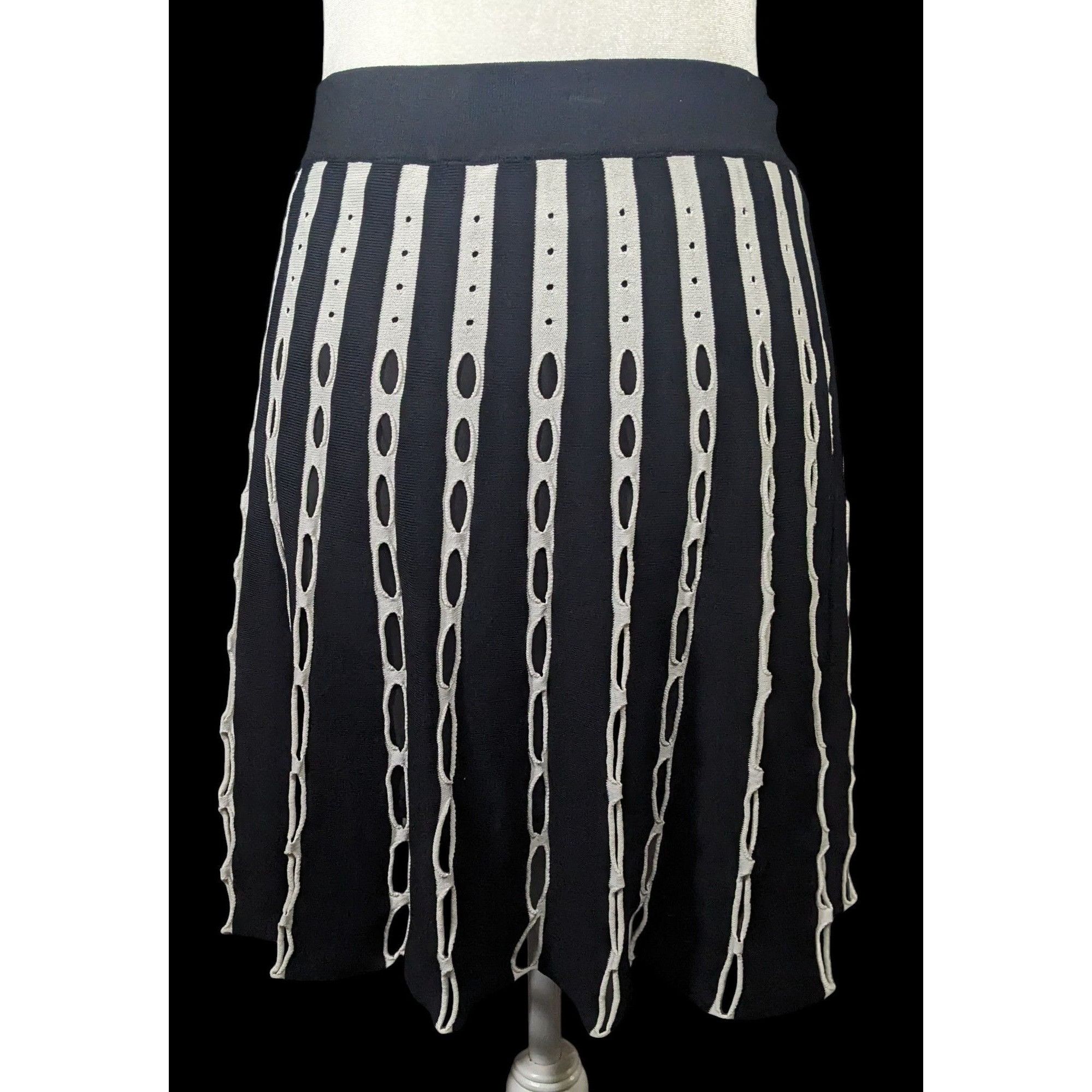 Other O.UE Gothic Black And White Stripe With Cutout Skirt Size La Size 29" - 2 Thumbnail