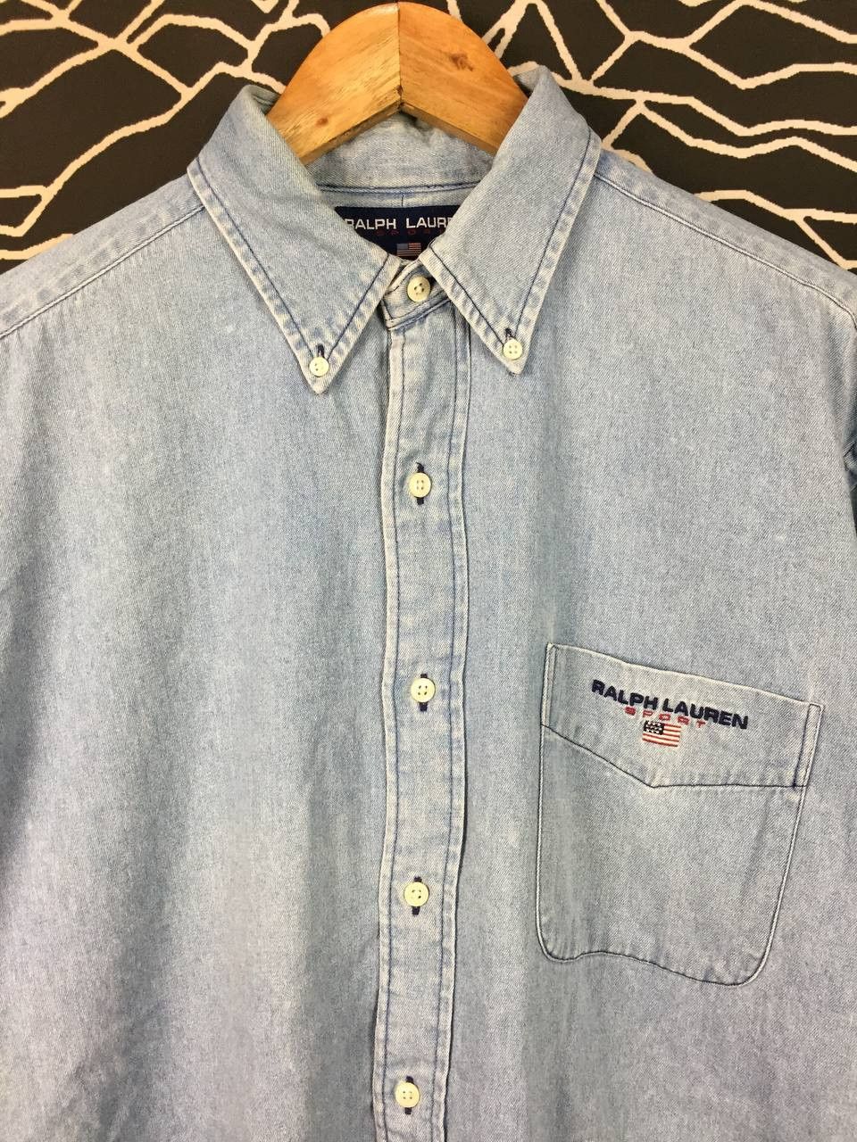 Ralph Lauren Vtg 90s Ralph Lauren Sport Tilden Denim Button Down Shirt Size US M / EU 48-50 / 2 - 3 Thumbnail