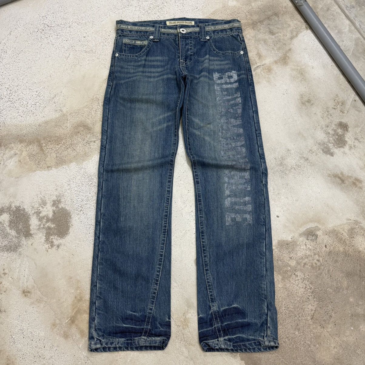 Japanese Brand Vintage Buckle Back Pants Blue Moon Blue Denim Pants Size US 29 - 3 Thumbnail