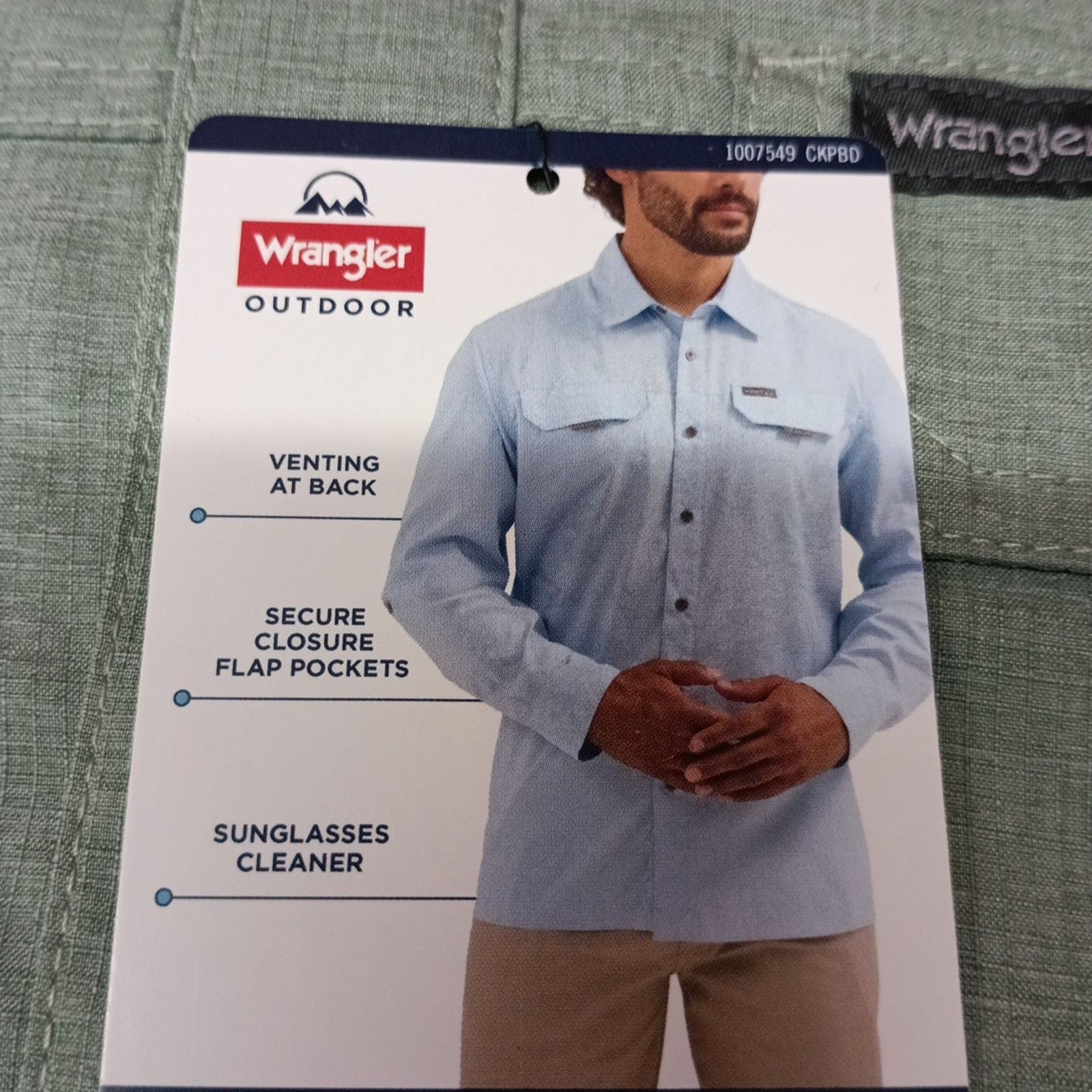 Wrangler Wrangler Men's S Green Hike Shirt Vented Roll Tab UPF 40+ Size US S / EU 44-46 / 1 - 5 Thumbnail