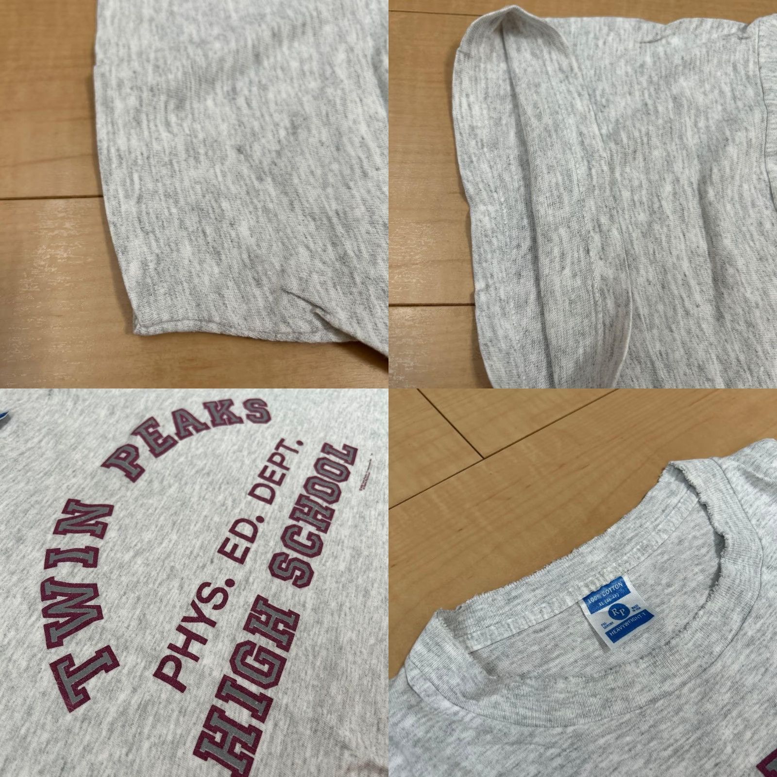 Vintage VINTAGE Twin Peaks College Logo T-Shirt Made in USA Used XL Gray Mens Size US XL / EU 56 / 4 - 8 Thumbnail
