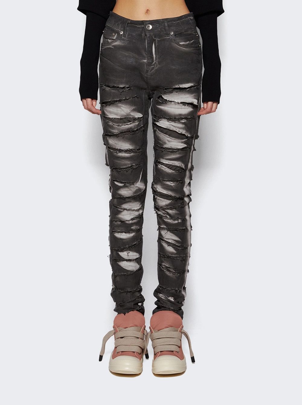 Rick Owens o1mle0426 Detroit Cut Skinny Jeans in Gray Size 25" / US 0 / IT 36 - 3 Thumbnail