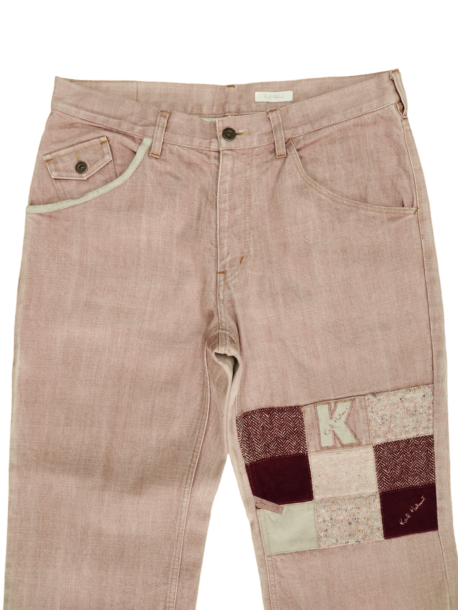 Karl Helmut 1990s Karl Helmut Heringbone Tweed Patchwork Denim Jeans Size US 33 - 2 Thumbnail