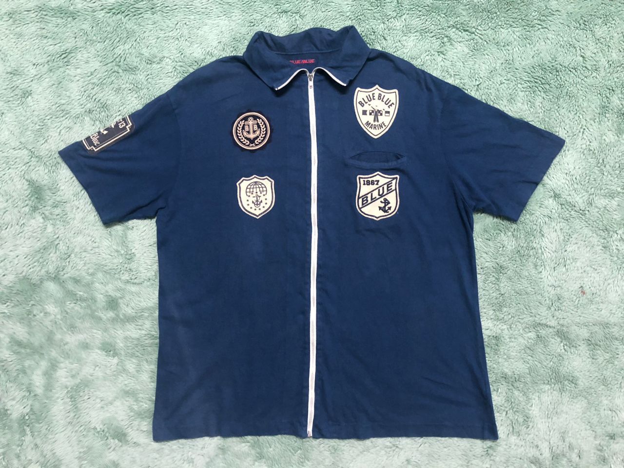 Blue Blue Japan × Japanese Brand Blue Blue Rare Design Patches Short Sleeve Zipper Size US M / EU 48-50 / 2 - 1 Thumbnail