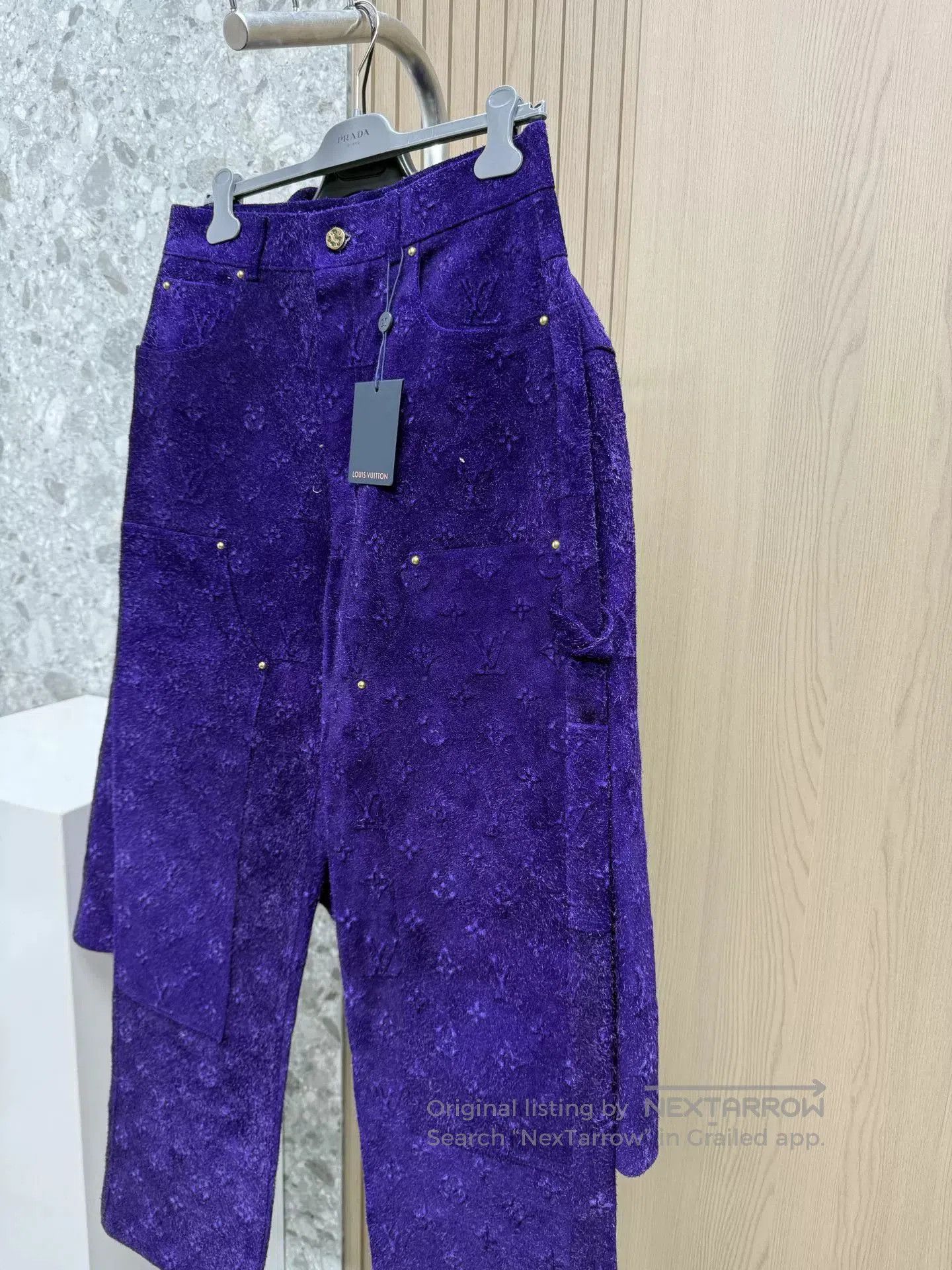 Louis Vuitton LV Purple Monogram Leather Jacket & Pants Set. Size US M / EU 48-50 / 2 - 3 Thumbnail