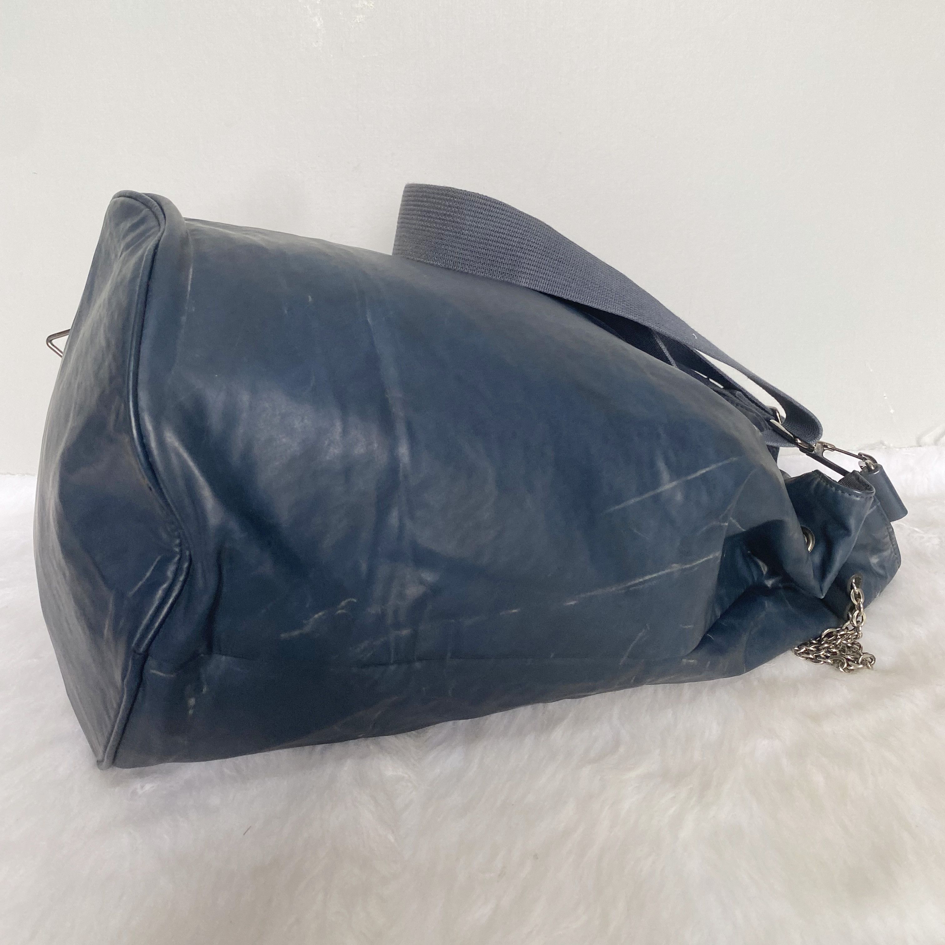 Jean Paul Gaultier Vintage Navy Leather Drawstring Sling Bag Size ONE SIZE - 6 Thumbnail