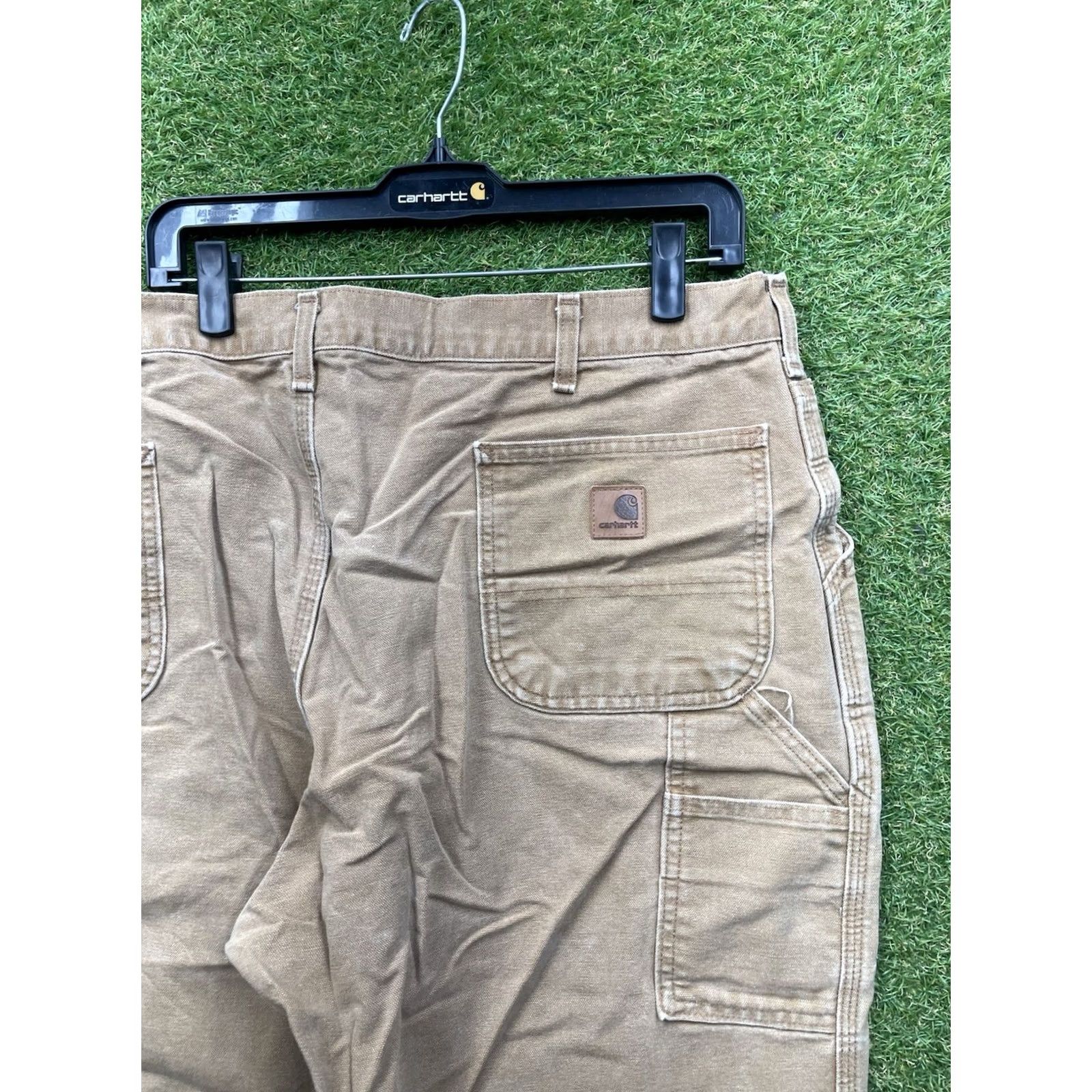 Carhartt Carhartt Pants Mens 44x32 Brown Duck Canvas Cotton Loose Fit Carpenter Khaki Casual Jeans Straight 5-Pocket Mens Regular Brown Carhartt B17 Size US 44 / EU 60 - 3 Thumbnail