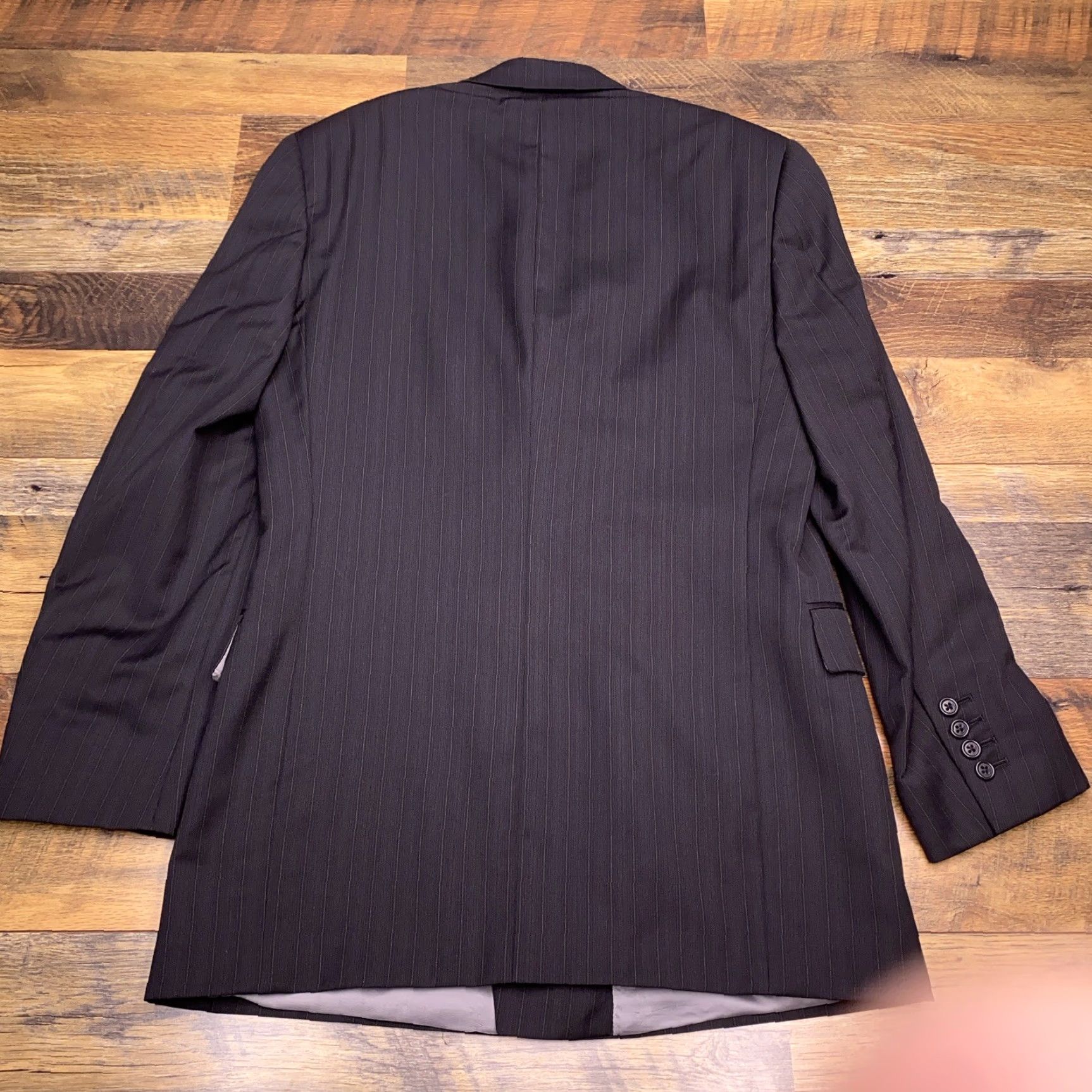 Hart Schaffner Marx VINTAGE Hart Schaffner Marx Double-Breasted Blazer 40R Black Striped Sport Coat Size 40R - 2 Thumbnail
