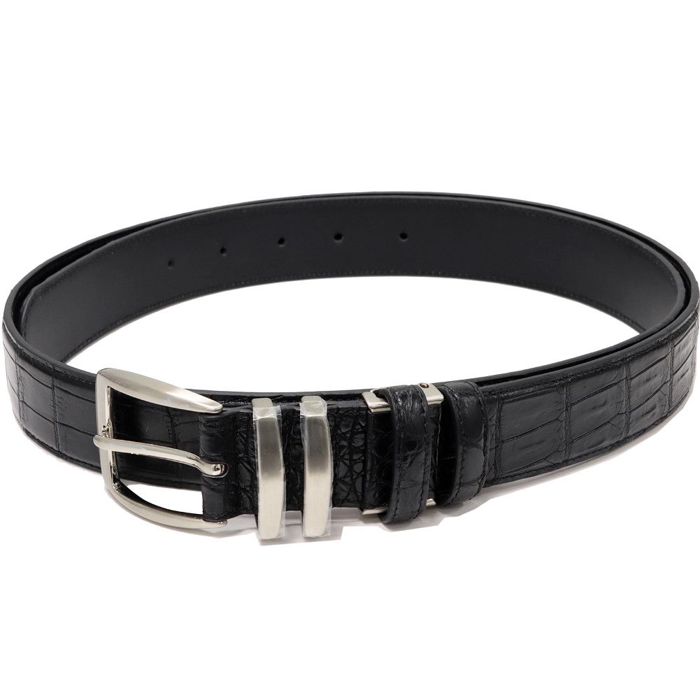 Other Other Crocodile Leather Belt Matte Black Stainless Buckle Leather Belt 2301445 in Pristine Condition Size ONE SIZE - 1 Thumbnail