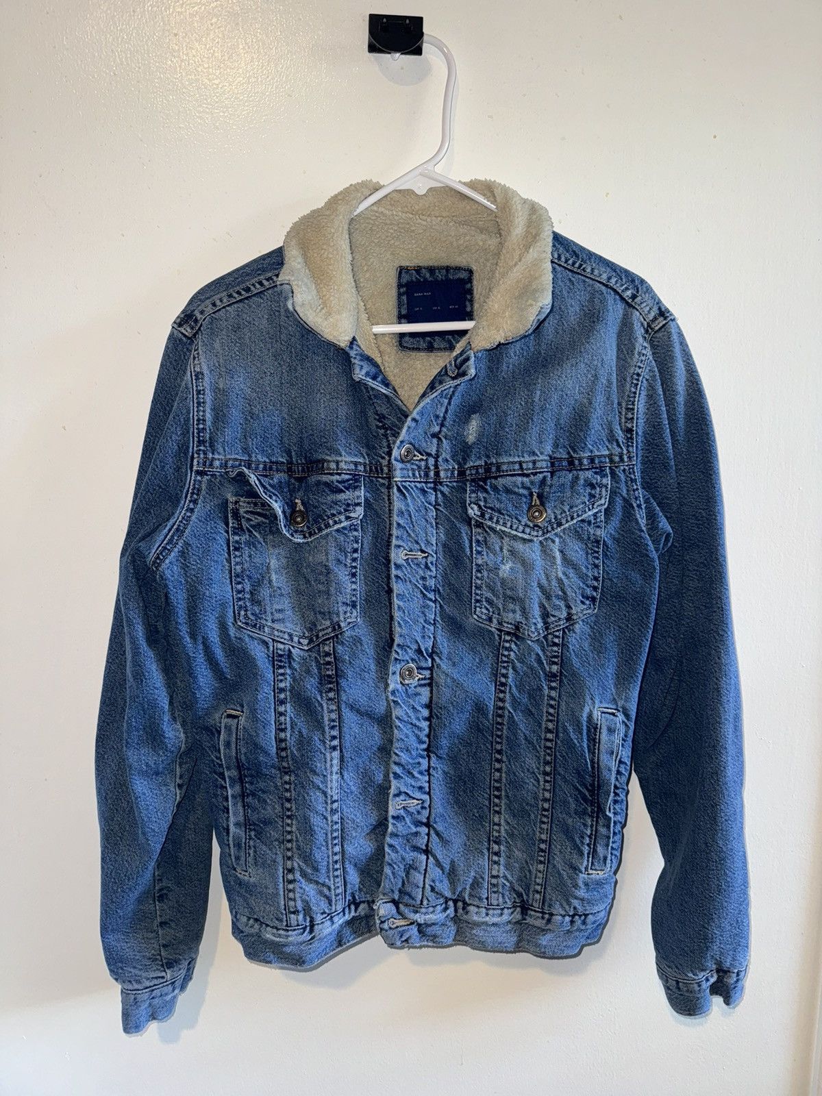 Zara Blue denim jacket with cream fur lining Size US L / EU 52-54 / 3 - 2 Thumbnail