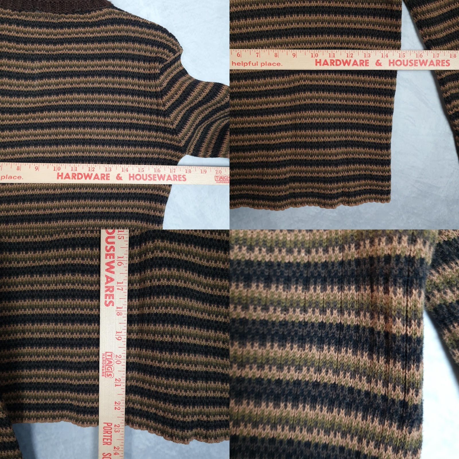 UNIF VINTAGE UNIF Sweater Cardigan Womens XL Brown Striped Collared Zip Stretch 90s Grunge Size XL / US 12-14 / IT 48-50 - 10 Thumbnail