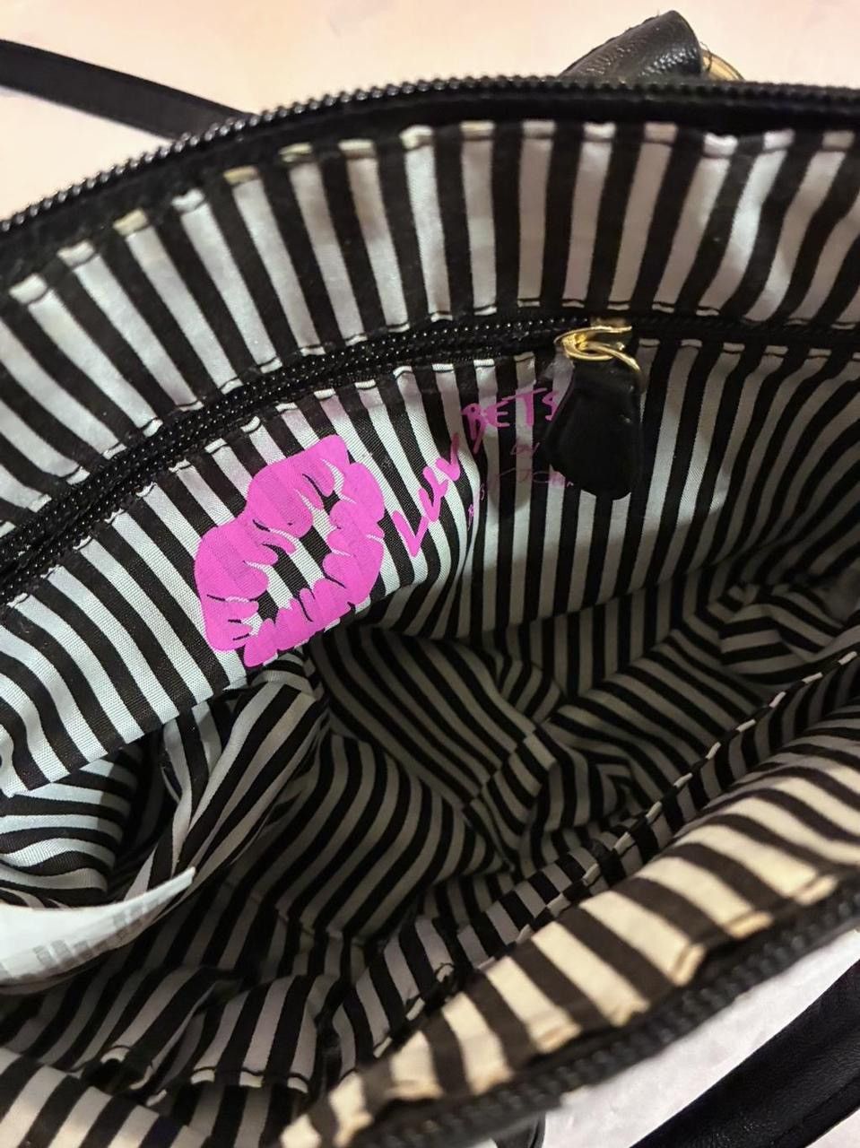 Betsey Johnson Luv Betsey Johnson Striped & Quilted Dome Satchel Handbag Size ONE SIZE - 5 Thumbnail