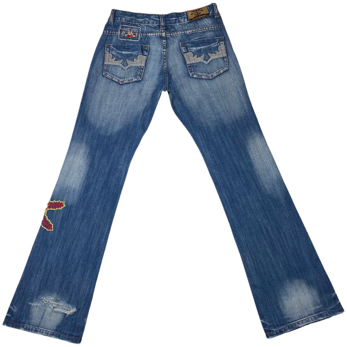 Vintage 🔥LASTDROP🔥 Y2K L Low Rise Starfish Flared Denim Jeans Pants Size 32" / US 10 / IT 46 - 4 Thumbnail