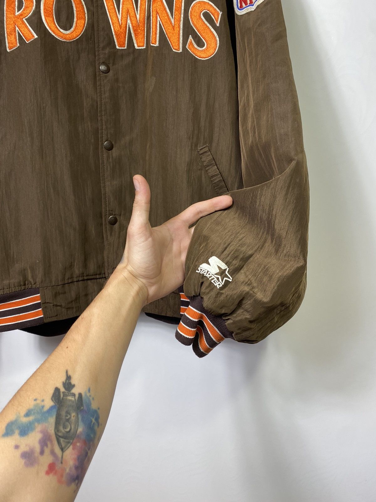 Pro Line × Starter × Vintage Vintage 90s Cleveland Browns Starter Satin Bomber Jacket Size US XXL / EU 58 / 5 - 6 Thumbnail