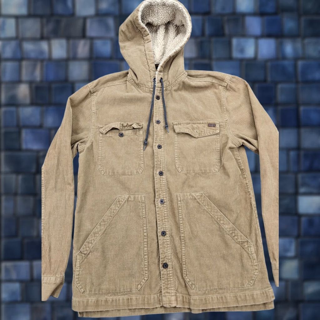 Billabong VINTAGE Billabong Jacket Mens Medium Brown Corduroy Hooded Sherpa Lined SurfPlus Shacket Size US M / EU 48-50 / 2 - 1 Thumbnail