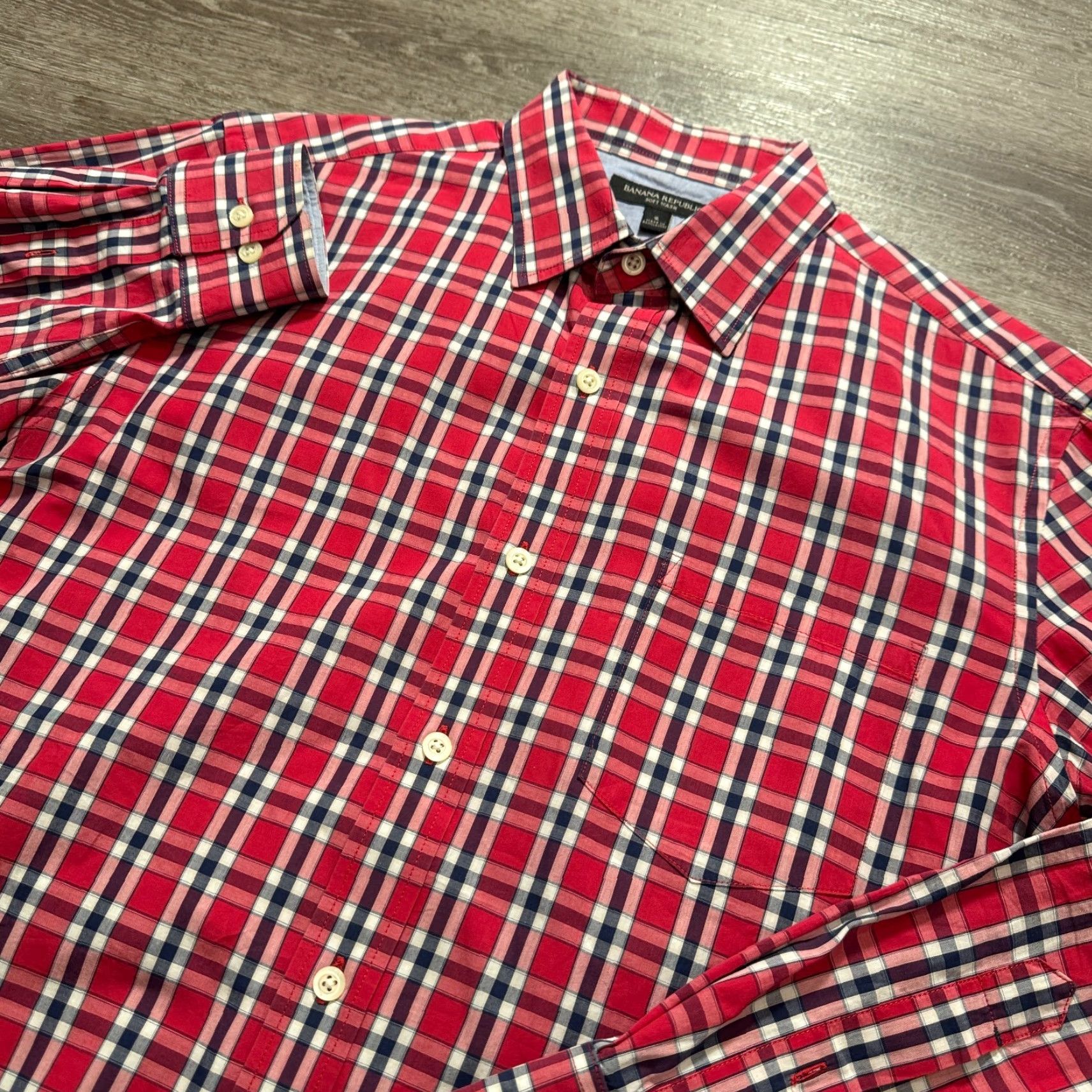 Banana Republic Banana Republic Shirt Mens Small Red Plaid Button Up Cotton Preppy Slim Size US S / EU 44-46 / 1 - 2 Thumbnail