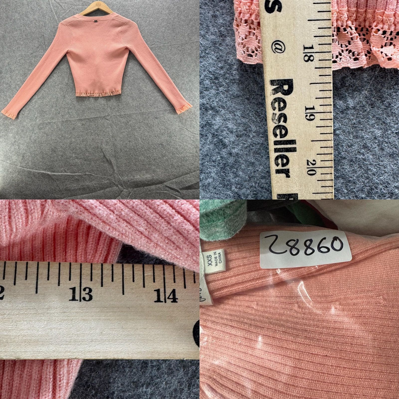 For Love & Lemons For Love & Lemons Sweater Cardigan Womens XXS Pink Lace Cropped Button Front Size XXS / US 00 / IT 34 - 8 Thumbnail