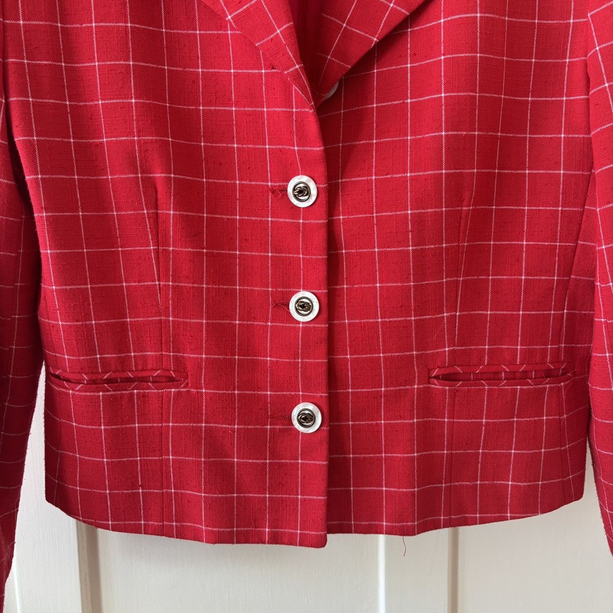 Vintage 90s Vintage Red Cropped Blazer Petite Sophisticates MEDIUM Size L / US 10 / IT 46 - 3 Thumbnail