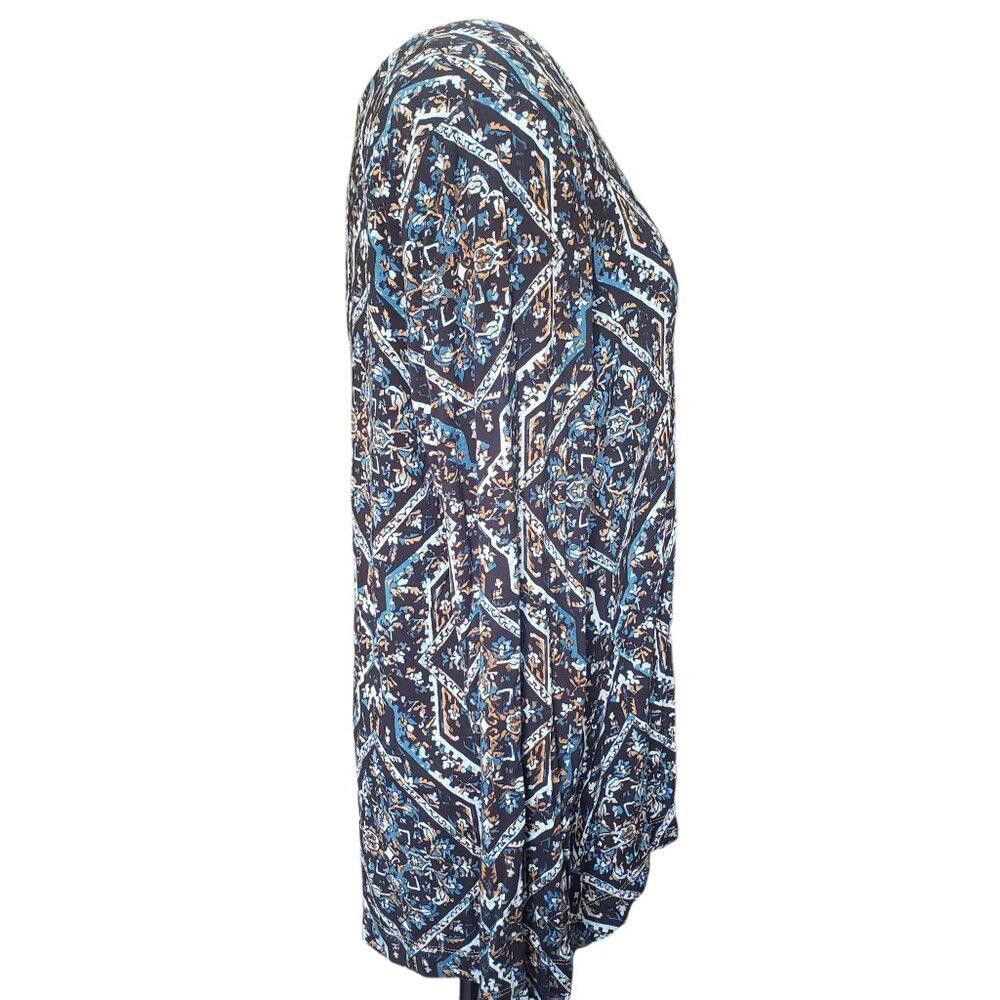 Chicos CT1521 Chico's Scroll Print Black & Blue Long Sleeve Top L Size L / US 10 / IT 46 - 3 Thumbnail