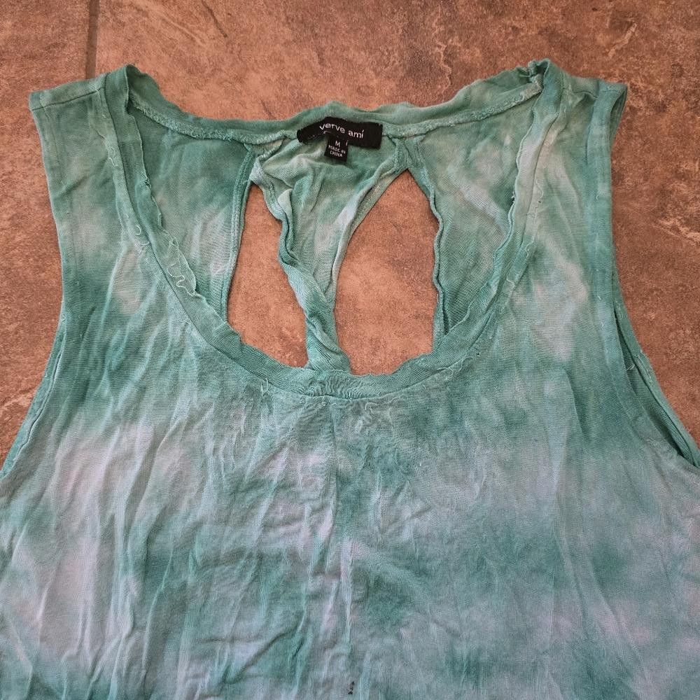 Designer Green Asymmetrical Tie Dyed VA Tank Size M / US 6-8 / IT 42-44 - 5 Thumbnail