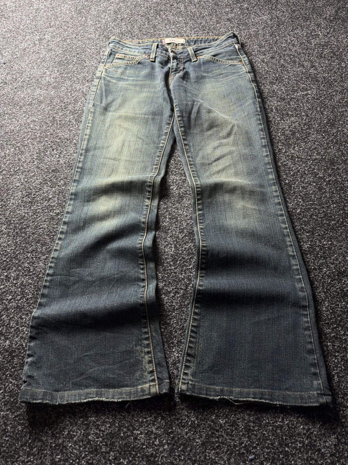 Levi's 00s Levi’s 551 Flare Y2K Vntg Bootcut Greenish Indigo Jeans Size 27" / US 4 / IT 40 - 1 Thumbnail