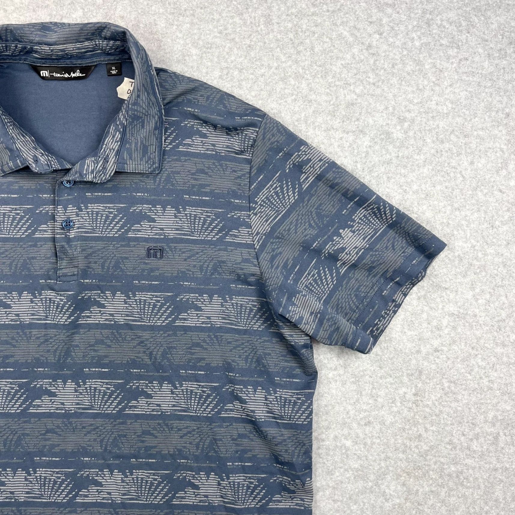 TravisMathew Travis Mathew Polo Shirt Mens XL Blue Pattern Performance Golf Casual Adult Size US XL / EU 56 / 4 - 7 Thumbnail