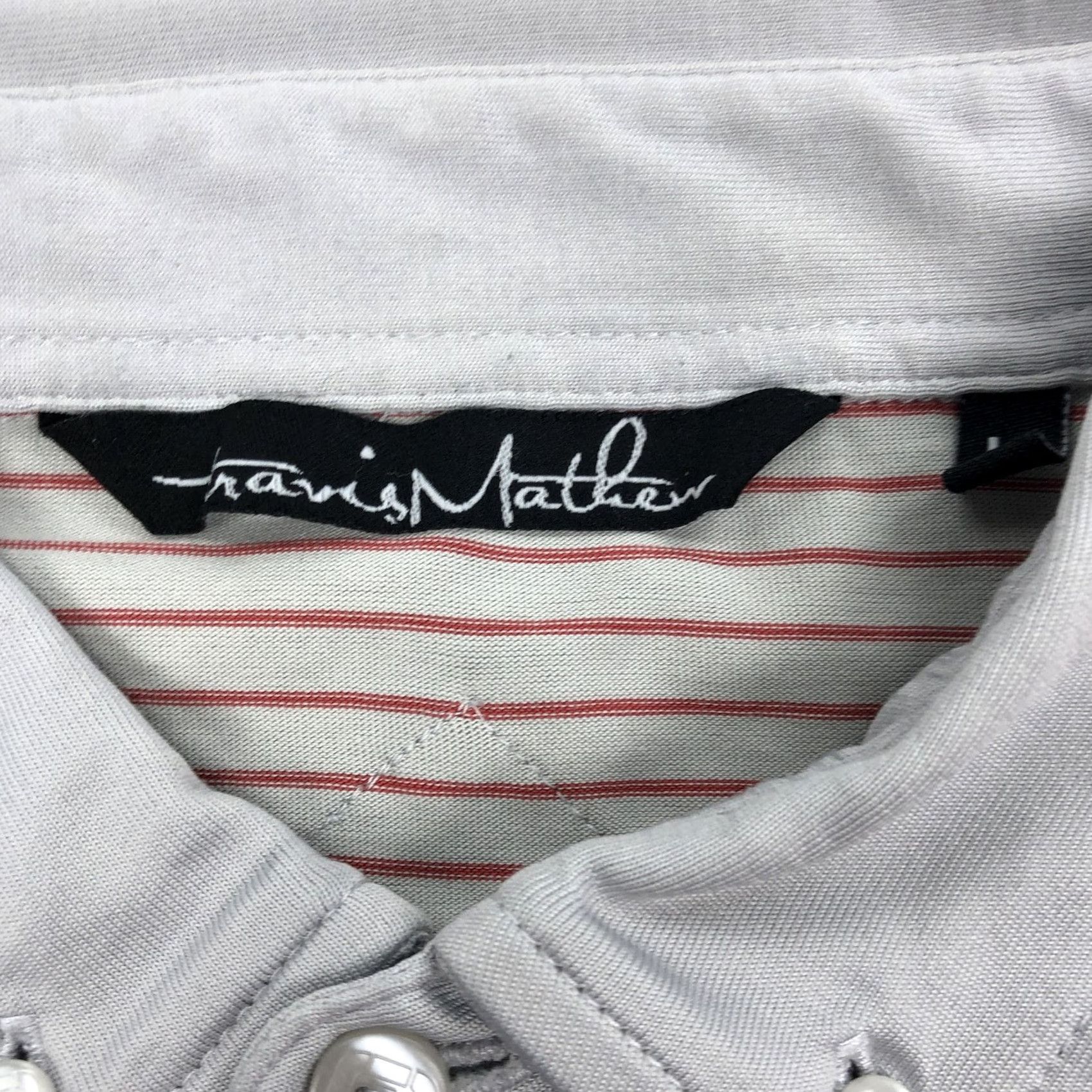TravisMathew Travis Mathew Polo Shirt Striped Short Sleeve Button-Down Men L Gray Red, Golf, Casual, Knit, Embroidered Logo Size US L / EU 52-54 / 3 - 4 Thumbnail