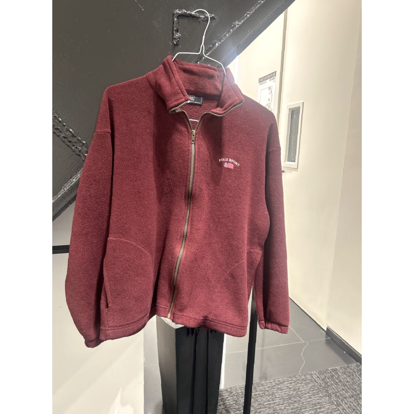 Vintage VINTAGE Polo Sport Ralph Lauren Sweatshirt Mens L Burgundy Full Zip Pullover Size US L / EU 52-54 / 3 - 4 Thumbnail