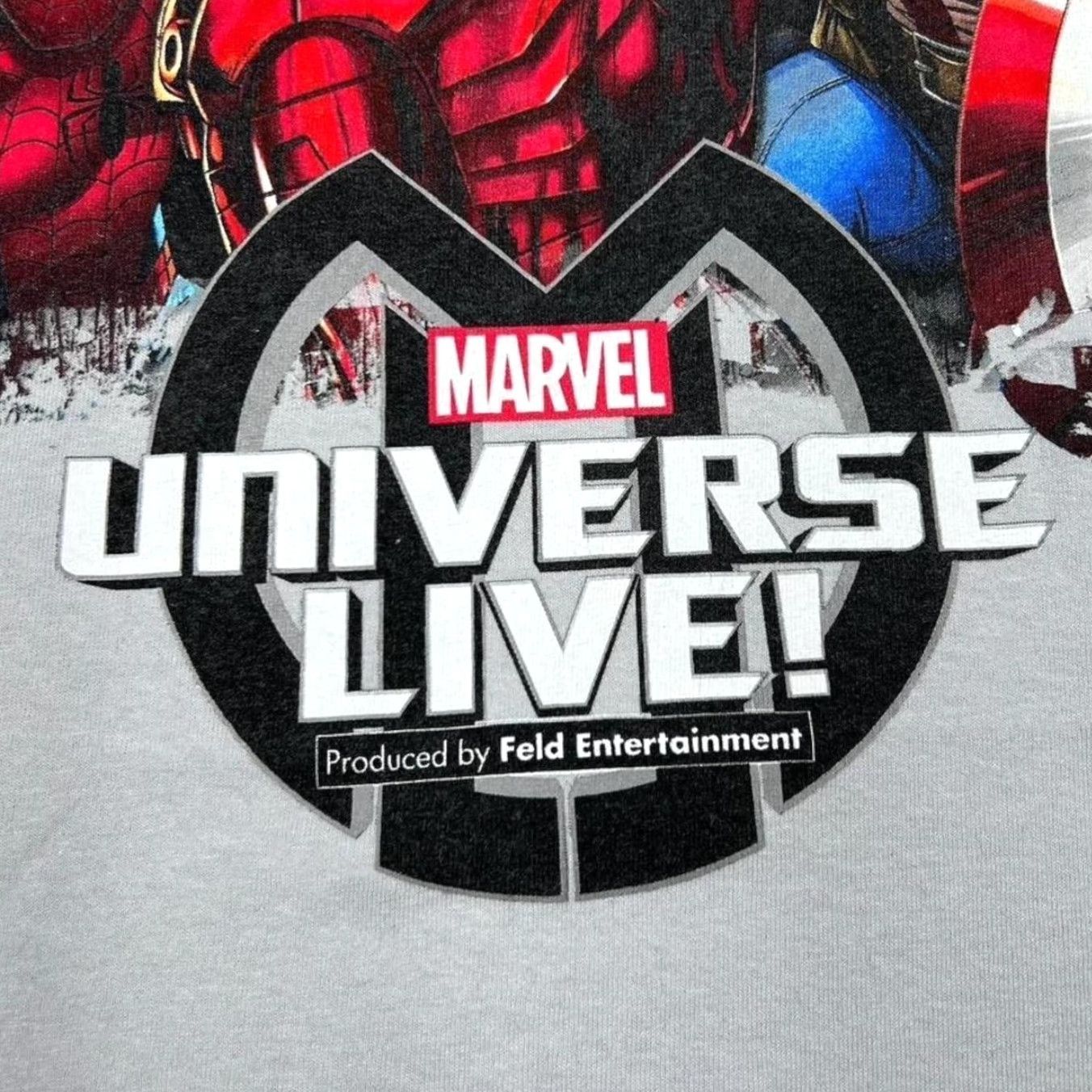 Vintage Marvel Universe Live! Comic Book Superhero Souvenir Graphic T-Shirt XL Mens Grey Cotton Short Sleeve Shirt Graphic Logo Spellout 90s Theme Size US XL / EU 56 / 4 - 3 Thumbnail
