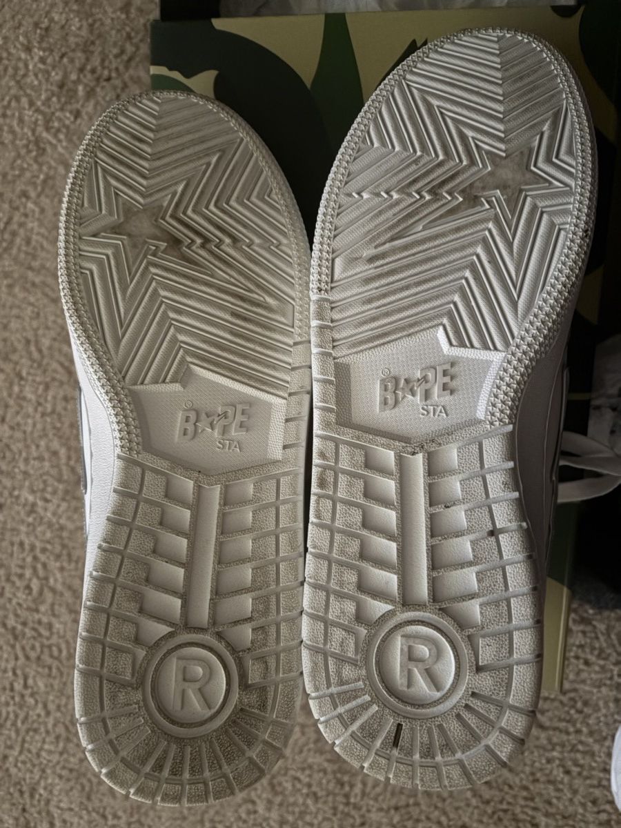 Bape BAPE White & Silver Sk8 Sta #4 Sneakers Size US 11.5 / EU 44-45 - 7 Thumbnail