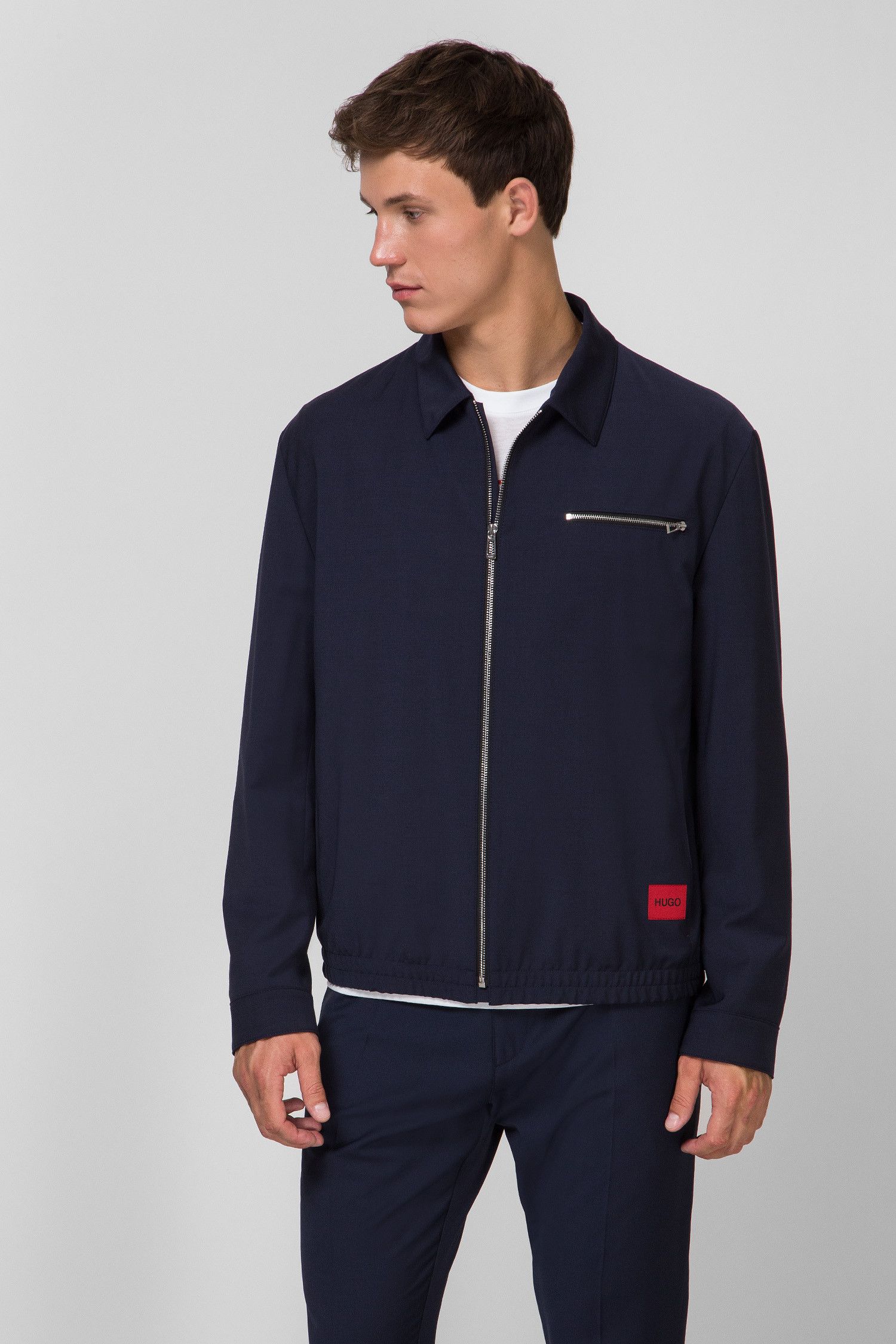 Hugo Boss Men`s HUGO BOSS Urox2031 Navy Wool Zip Jacket Size 48 / M Size US M / EU 48-50 / 2 - 1 Thumbnail
