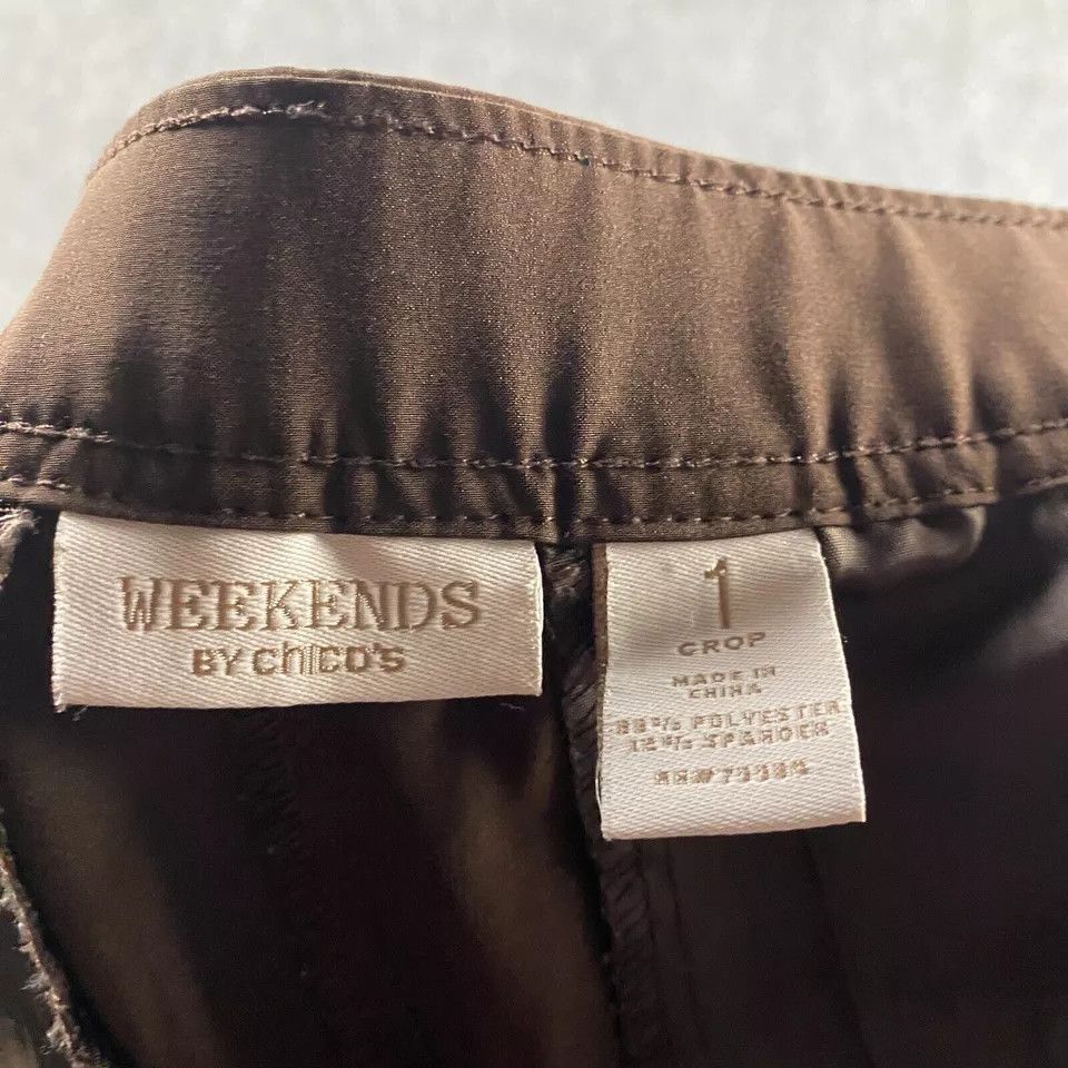 Chicos Weekends by Chico's Pants Women's Size 1 Brown Crop Cargo Size 32" / US 10 / IT 46 - 7 Thumbnail